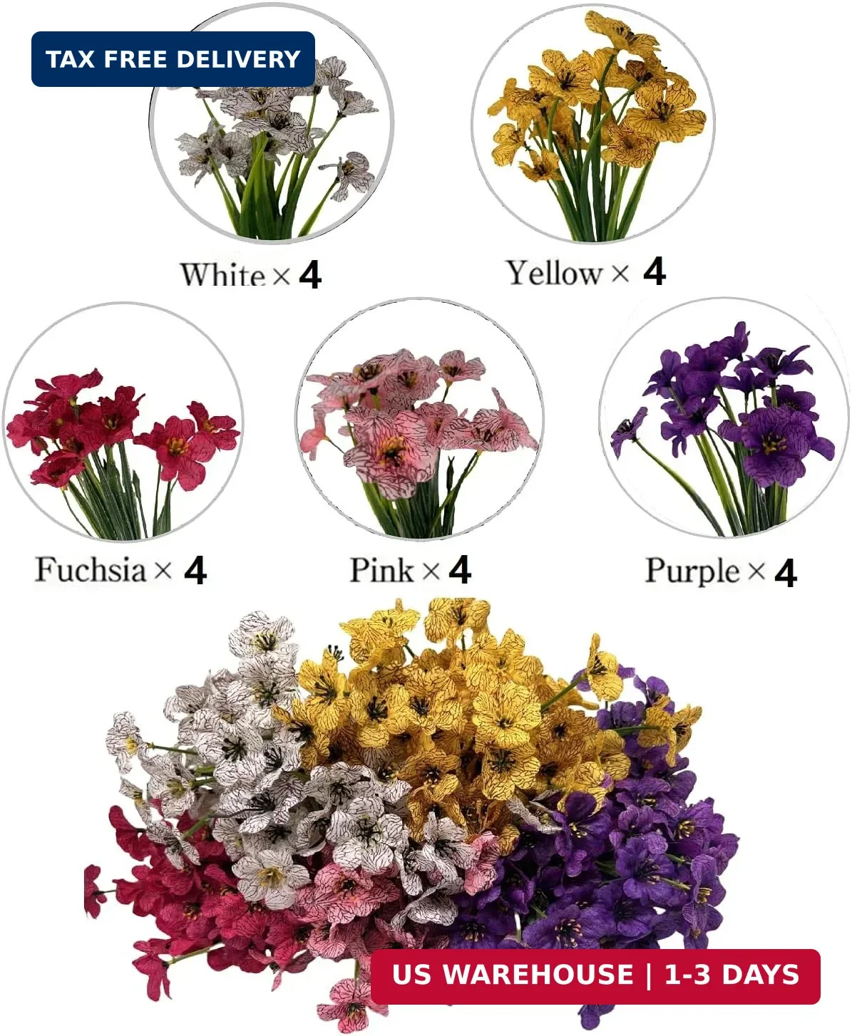 20 Bundles Artificial Outdoor Flowers UV Resistant Faux Plants for Outside Decor