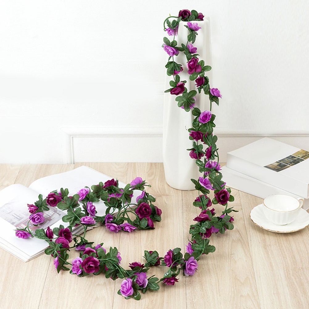 Artificial Vine Decoration for Events with Green Leaves and Roses