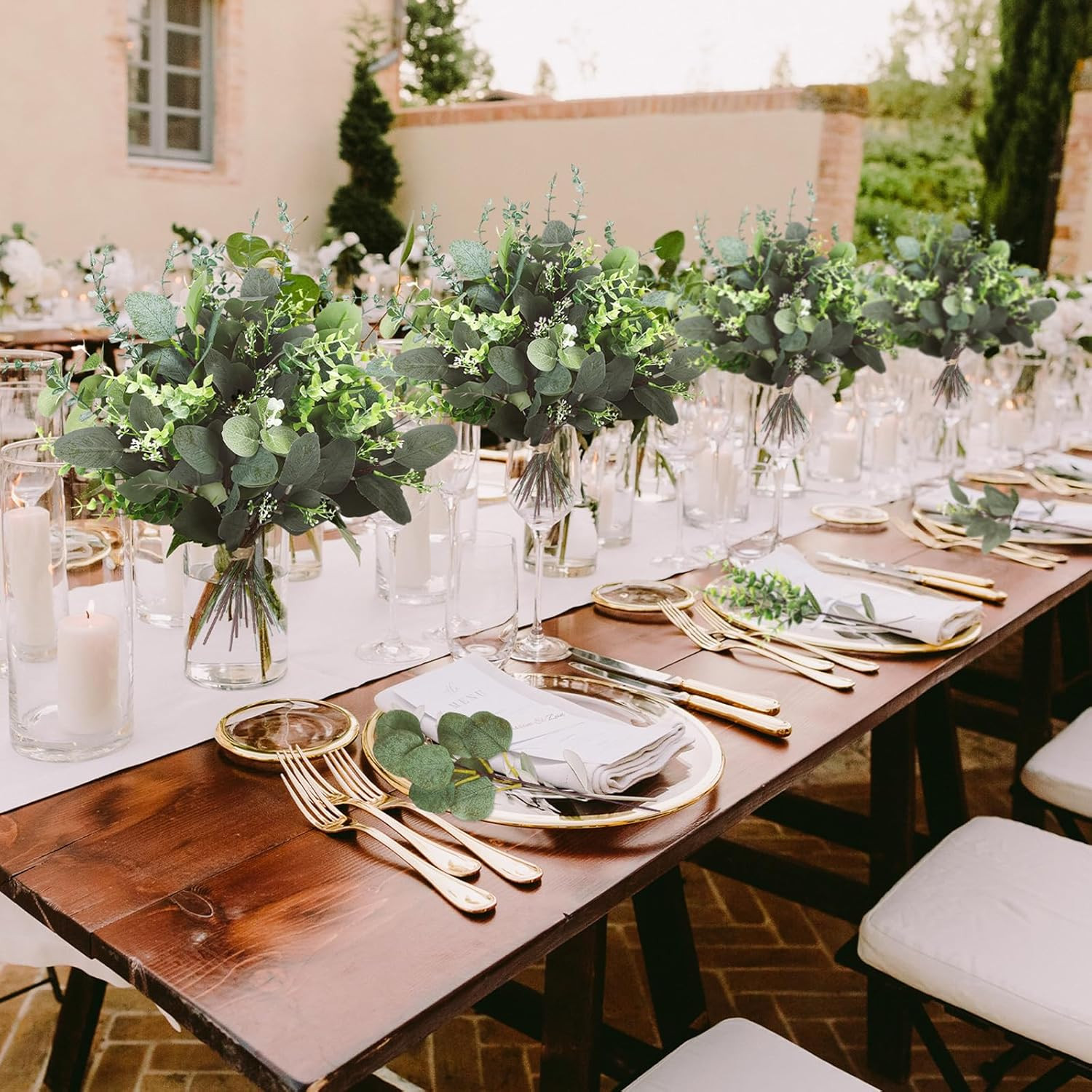 400 Pcs Faux Eucalyptus Leaves for Wedding Floral Arrangements