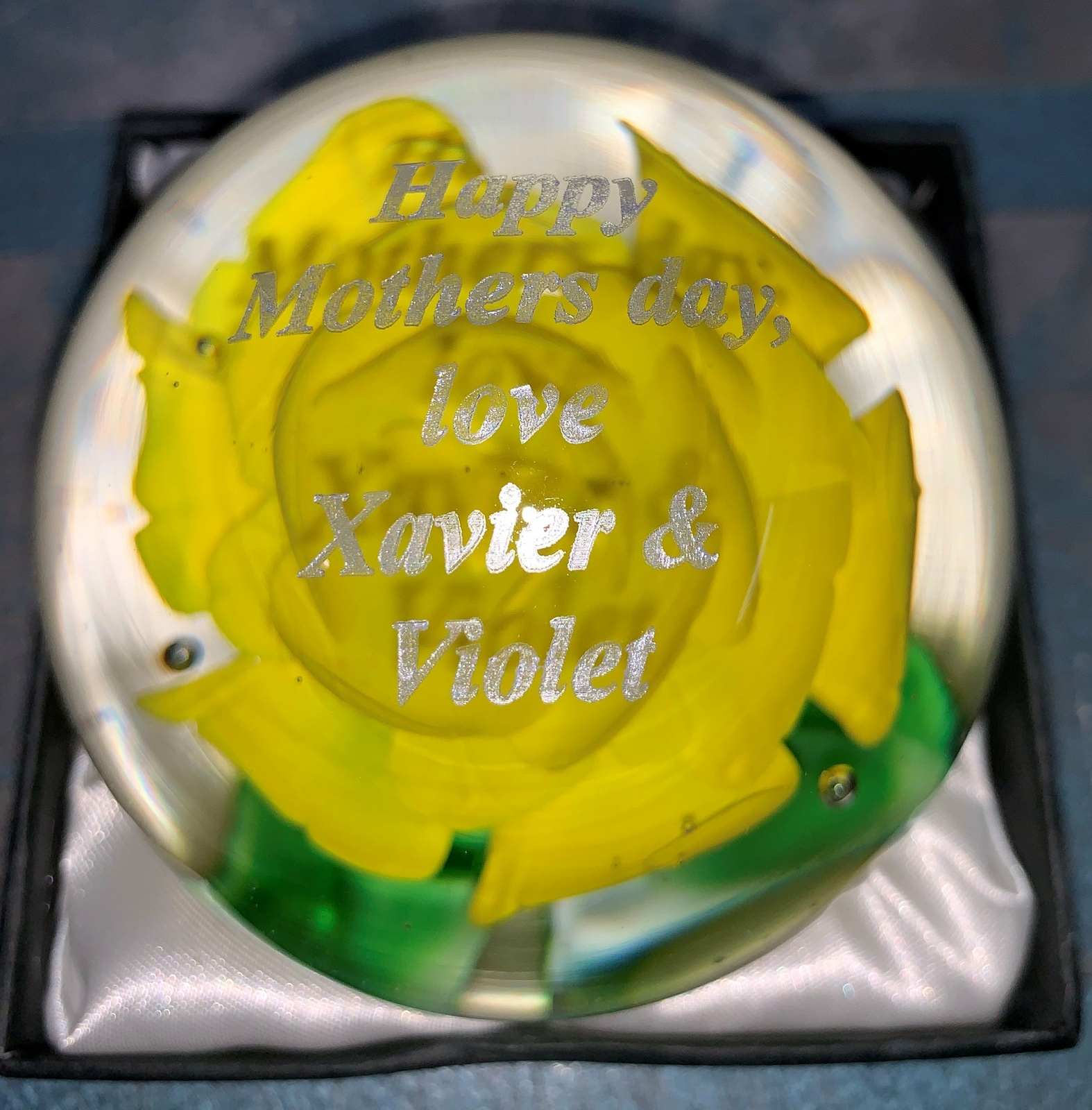 Rose Glass Paperweight Gift for Mum Unique birthday or anniversary gift