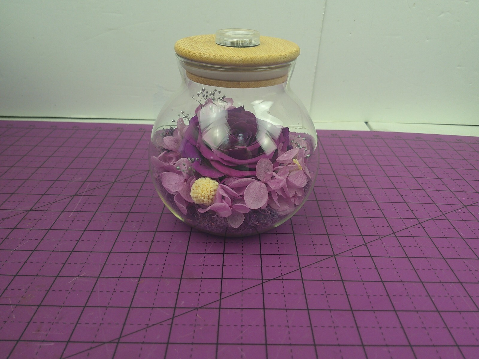 Preserved Real Roses with Colorful Mood Light Wishing Bottle, Eternal Rose