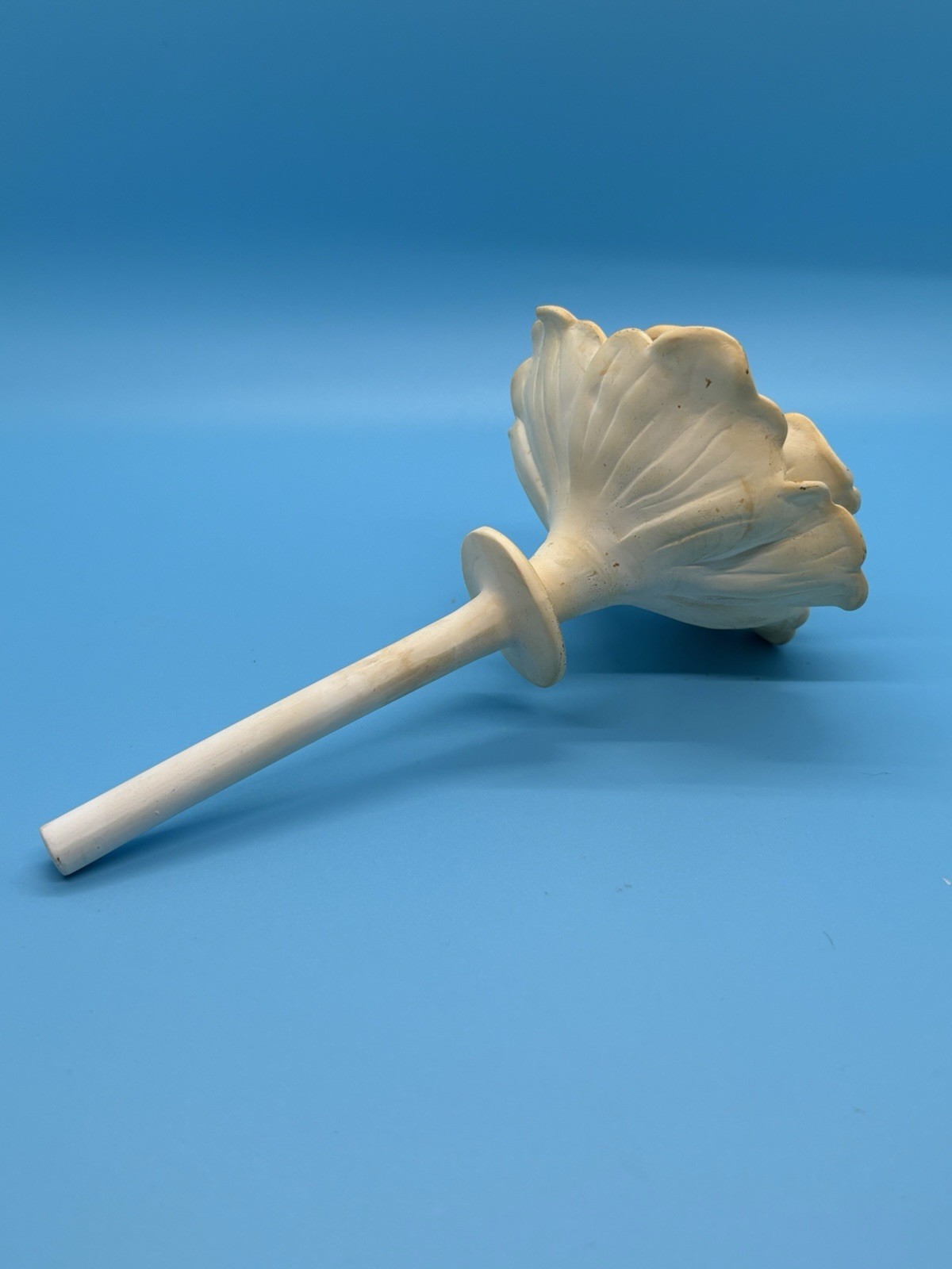 Vintage Ceramic Porcelain White Flower Rose Stem