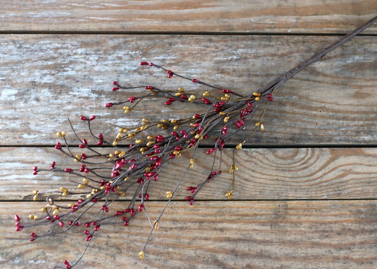 Pip Berry Pick Burgundy Mustard Gold Country Primitive Floral Decor 26 inch