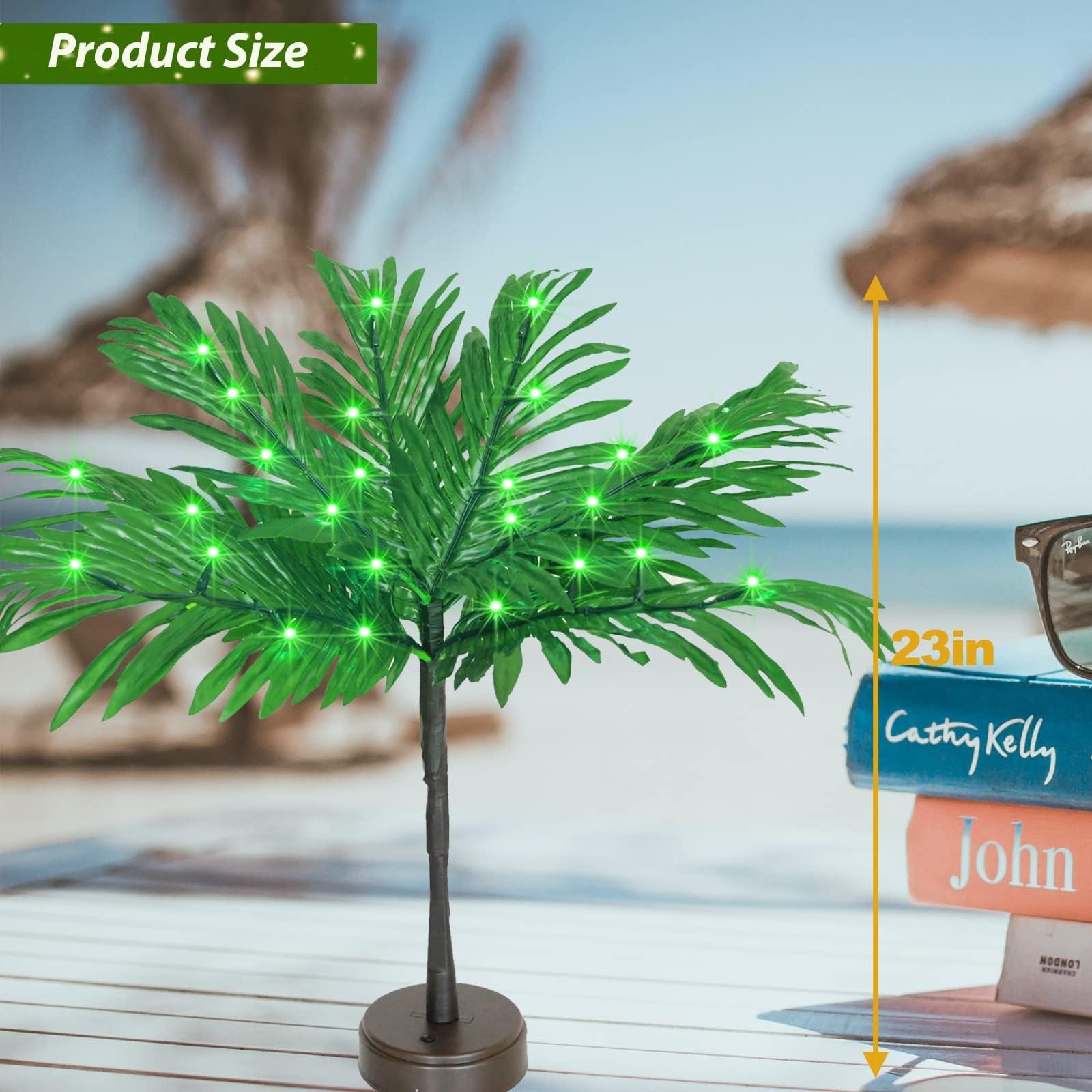 23 In Lighted Palm Tree Table Decor, Tropical Artificial Palm Tree Lights Bra…