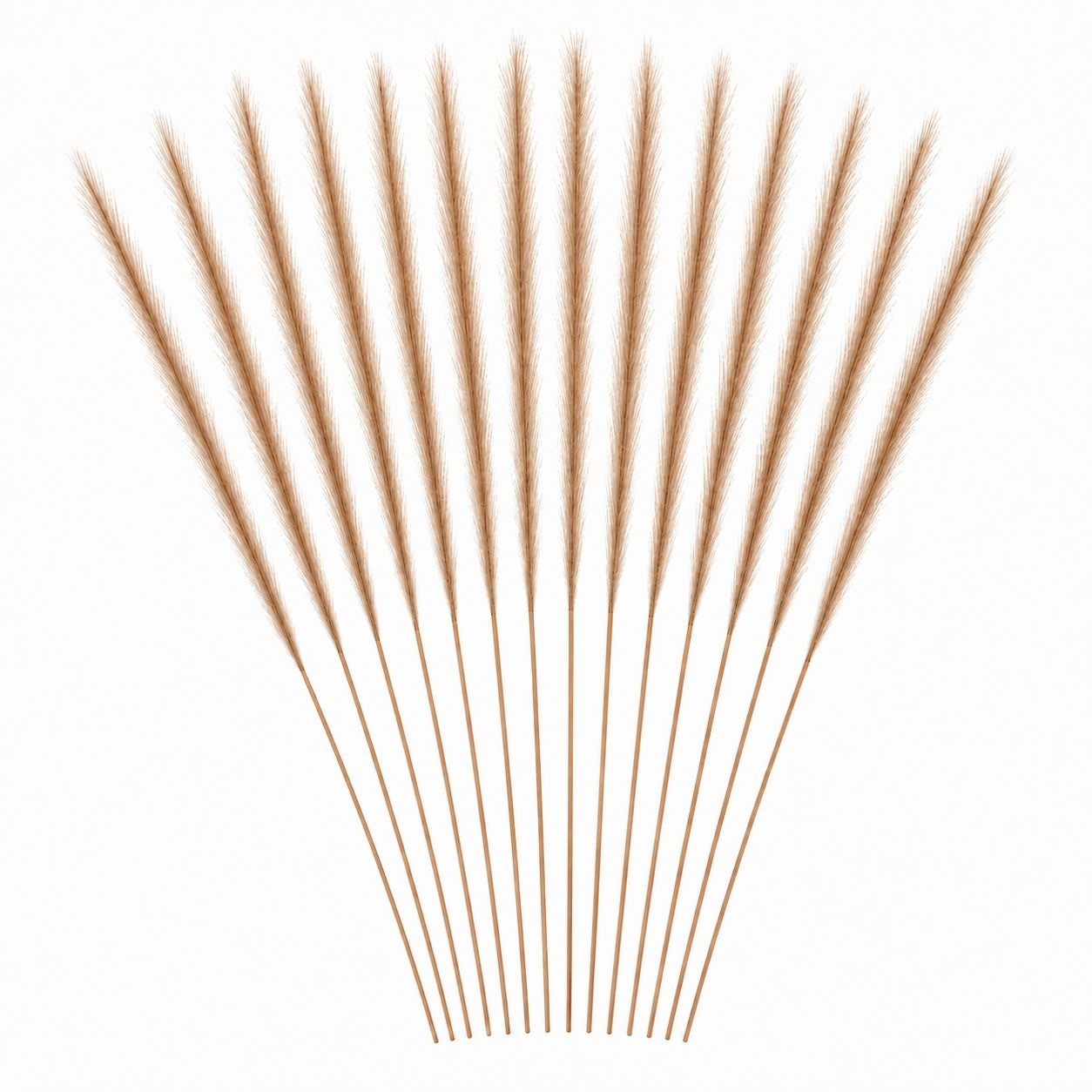 Taupe Tan Faux Feather Grass Stems, Set of 16, 31 Inch Wispy Artificial Pampas