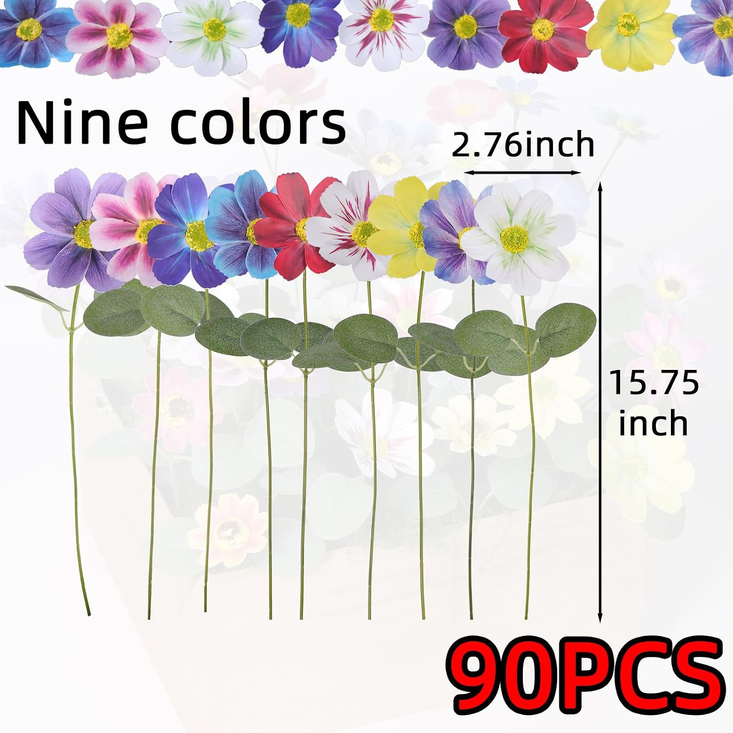 90 Bundles UV Resistant Artificial Flowers for Home, Garden & Wedding Decor