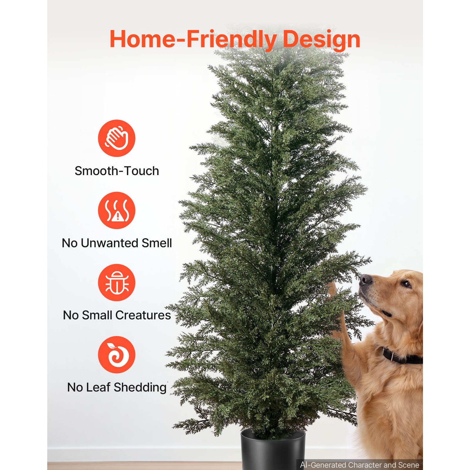 Uimoso Artificial Cedar Topiary Tree 8 ft Set of 2 with Pot for Greenery Decor