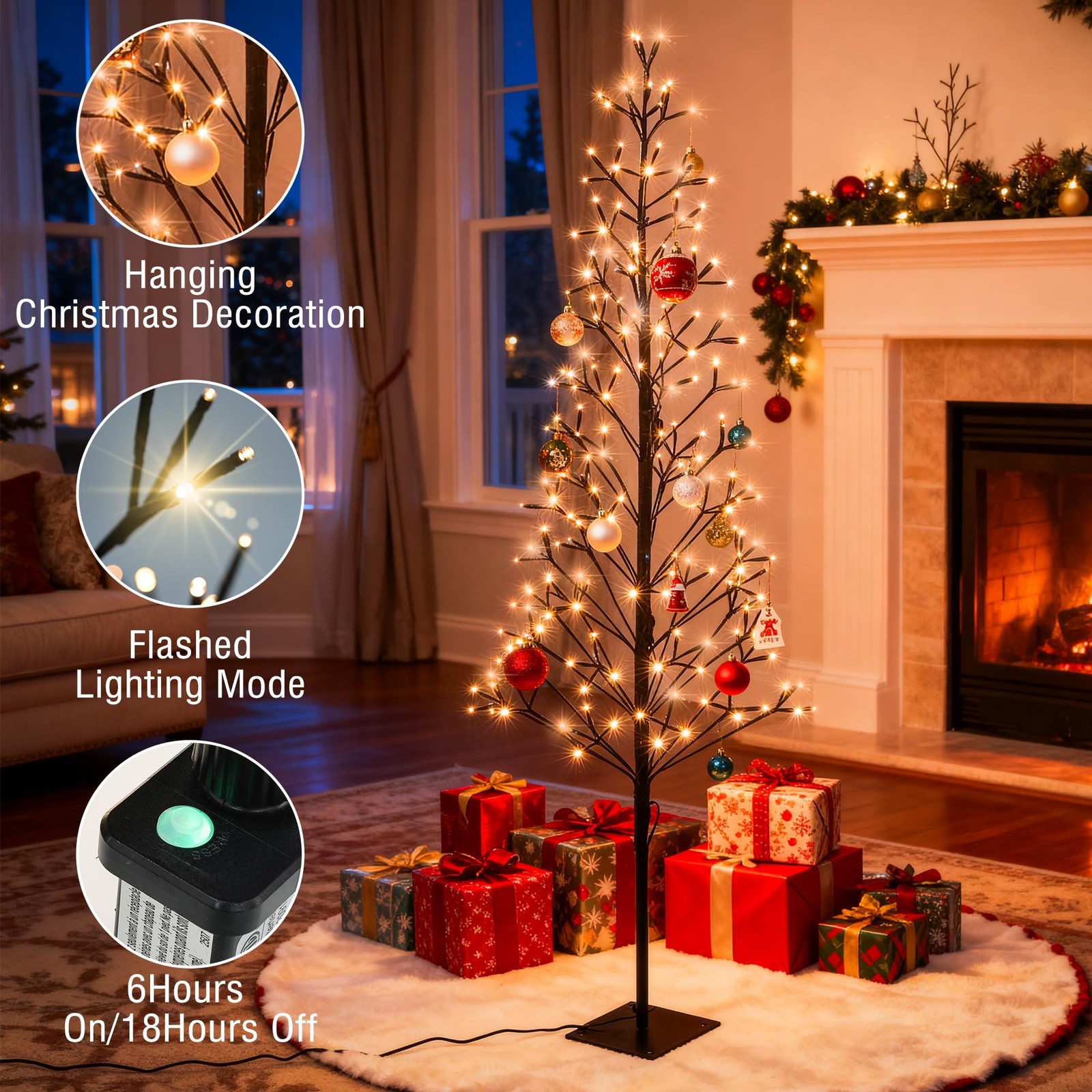 Lomotech Chritsmas Tree Lights – 216 Leds 5Ft String Tree, Warm White