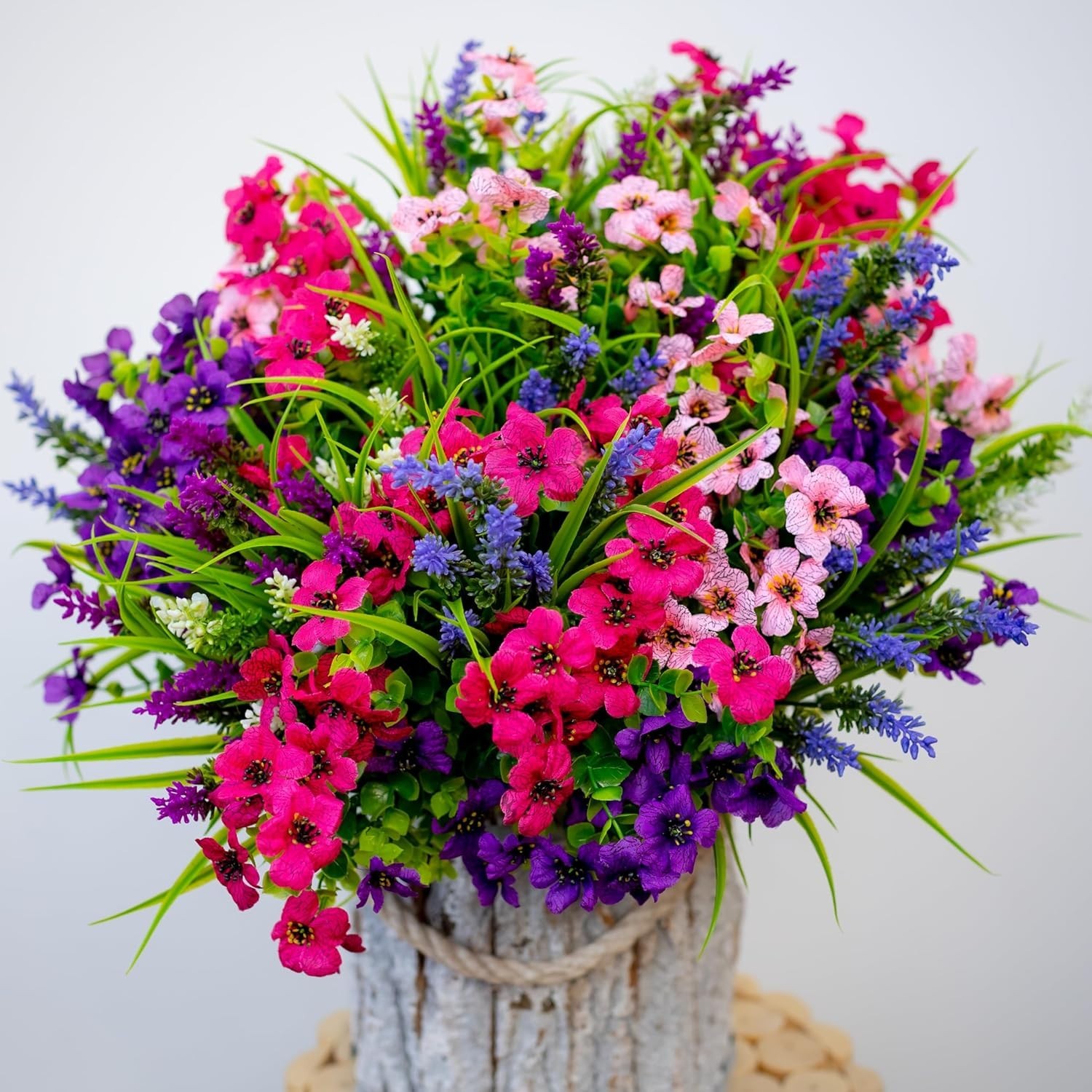 Vibrant UV Protected Faux Flowers – 16 Bundles for Elegant Outdoor Spaces