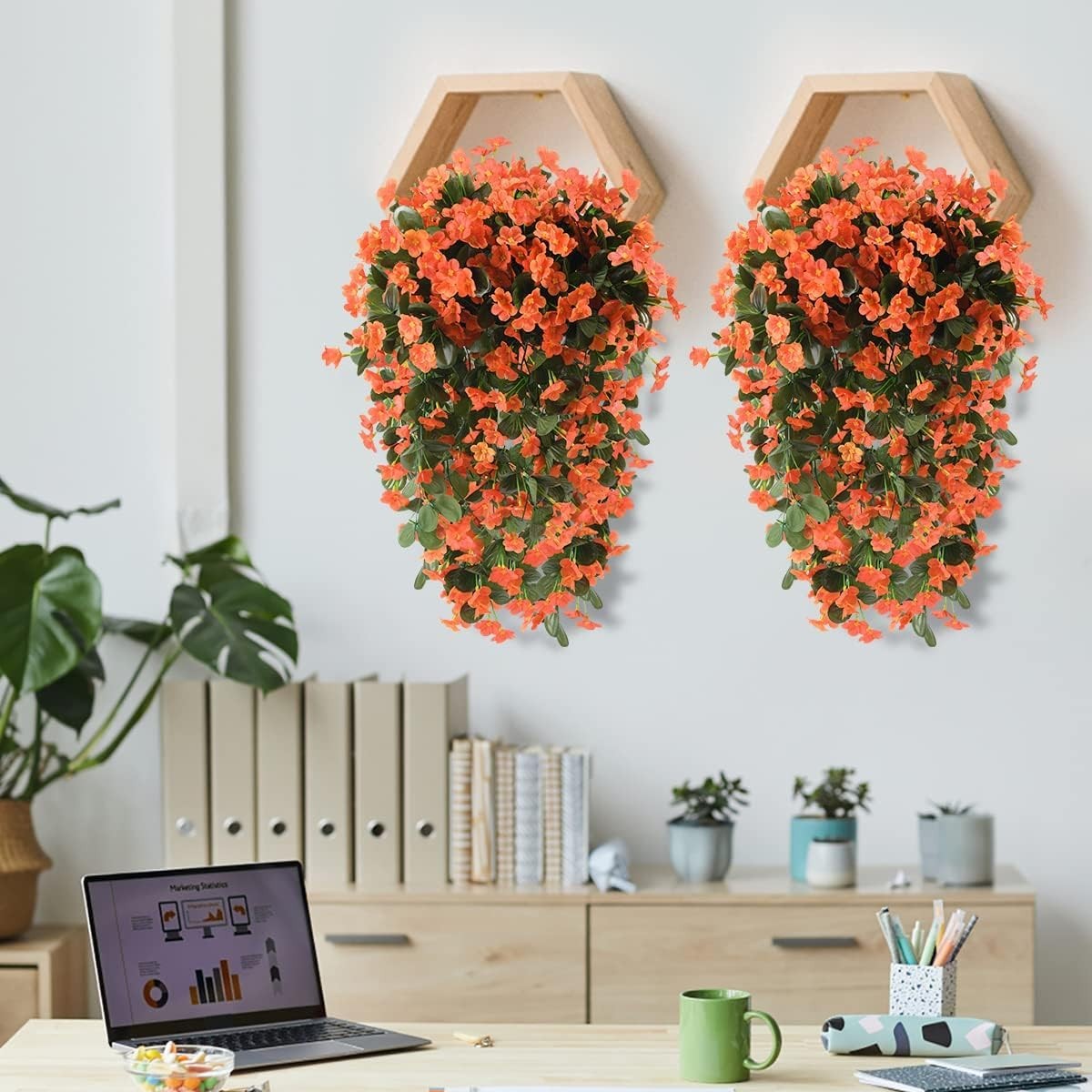 Artificial Hanging Vines Faux Silk Purple UV Resistant Outdoor Decor 2PCS