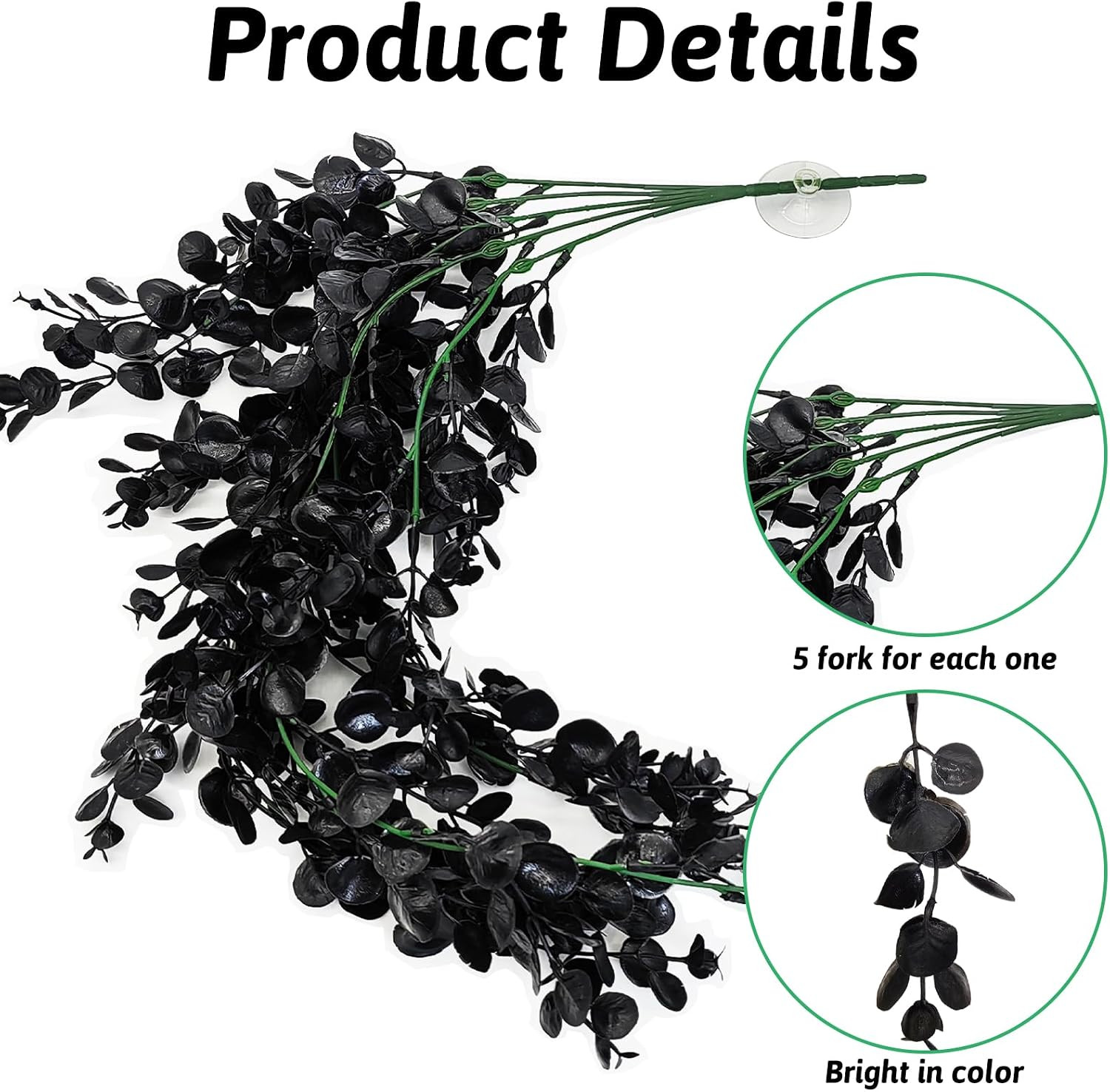 Reptile Plants, 2 Pack Hanging Terrarium Plants, Artificial Leaves Habitat Decor