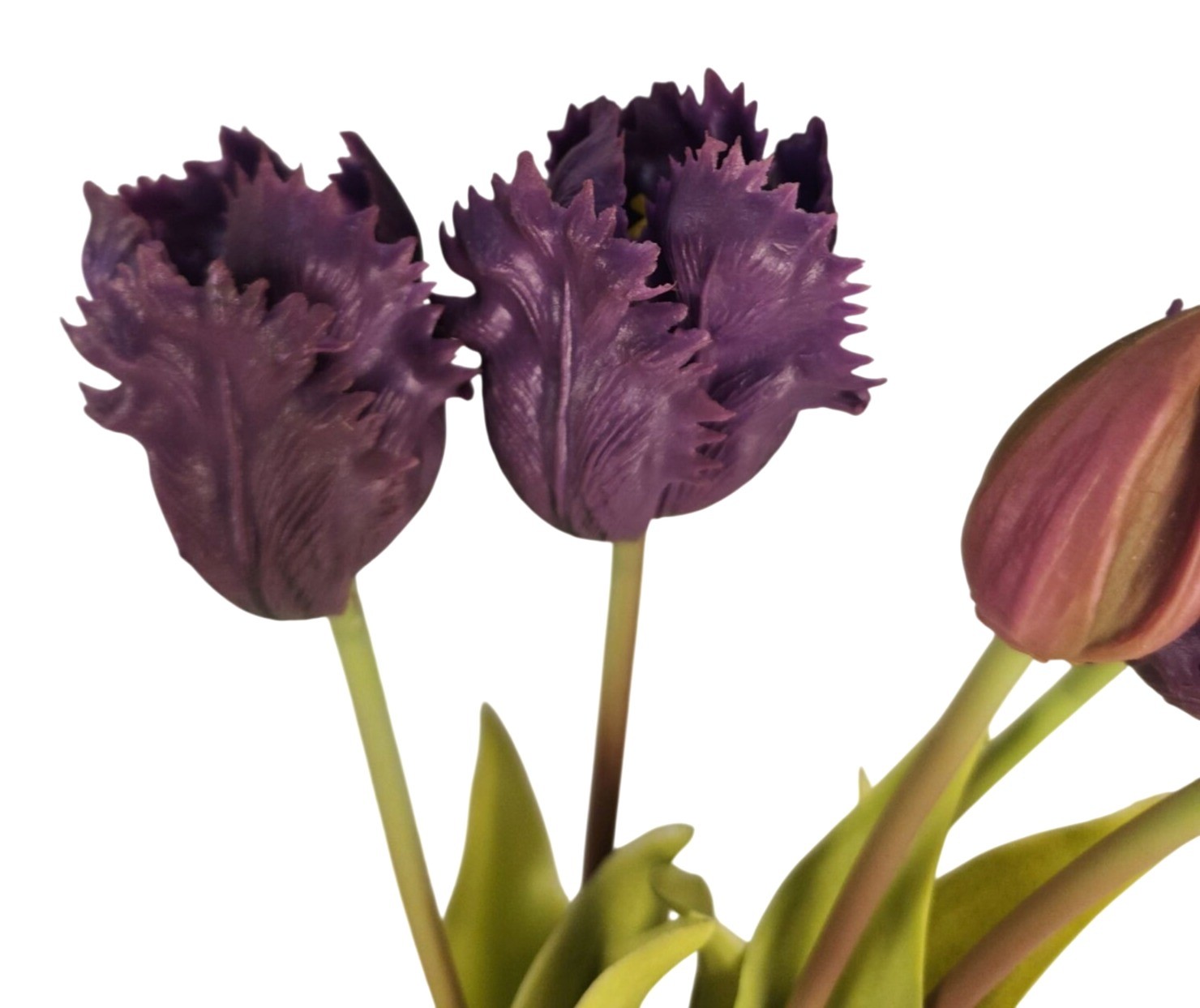Plum Purple Artificial Tulips 15 Inch Set of 5 Faux Spring Flowers Wedding Home