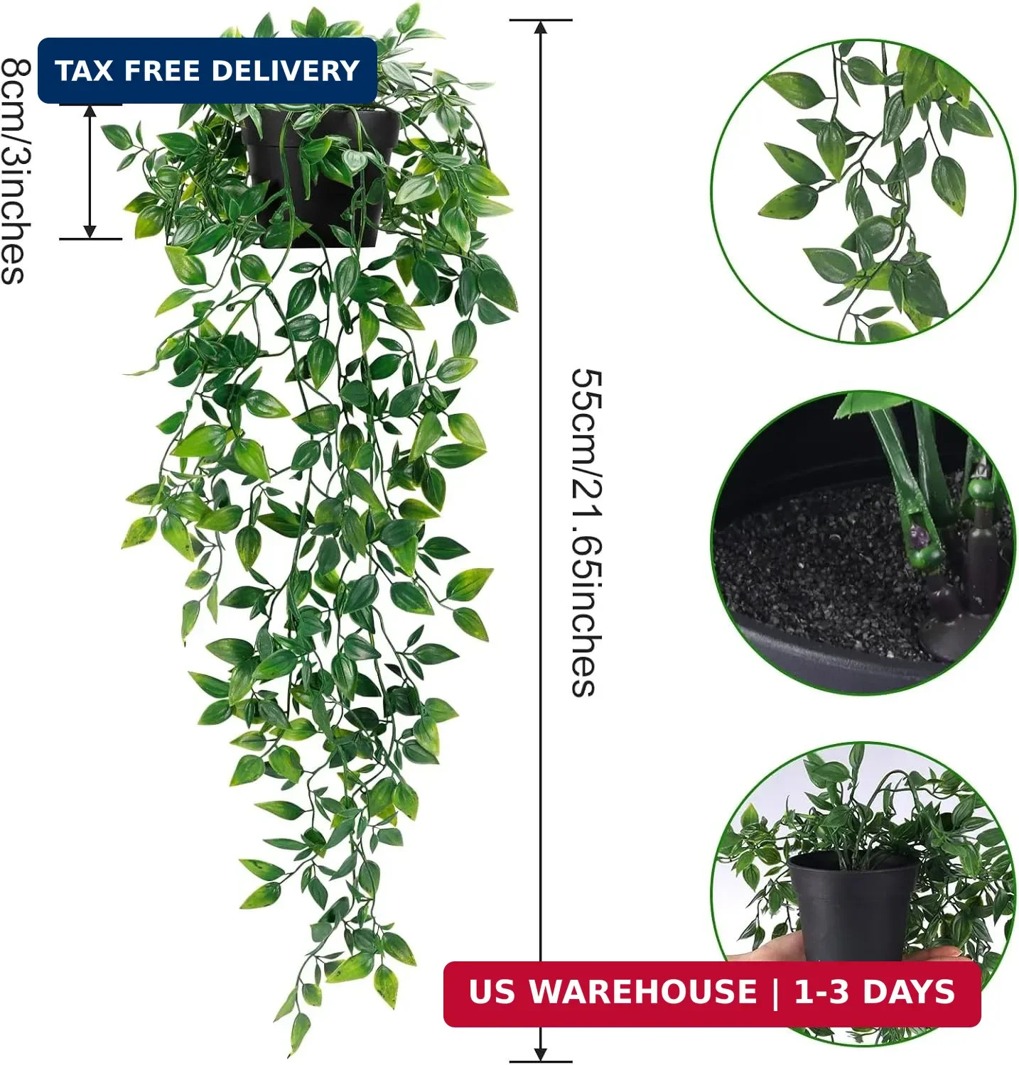 Fake Hanging Plants, Artificial Small Potted Plants for Indoor Outdoor Aesthetic