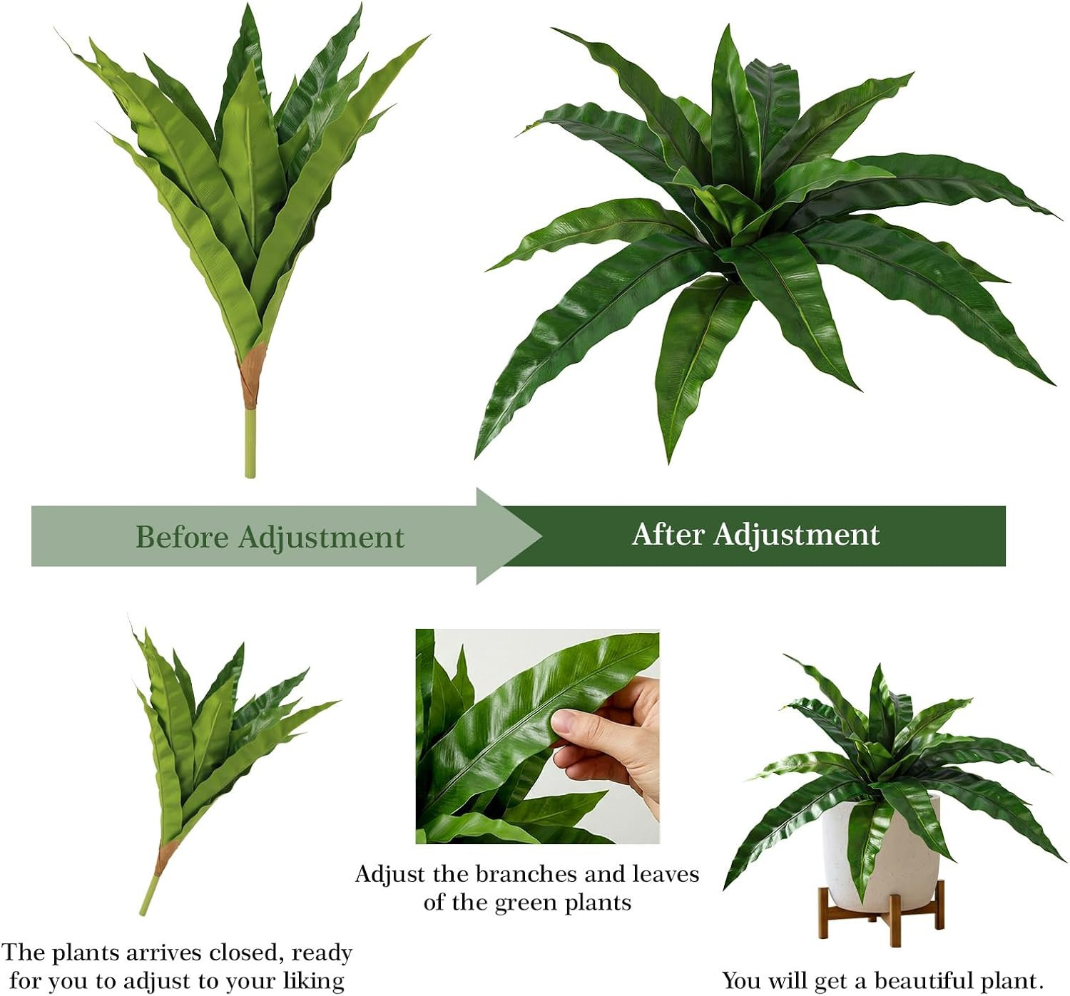 4 Pcs Artificial Plants Outdoor, Artificial Bird Nest Fern Stems, 3D Real Touch