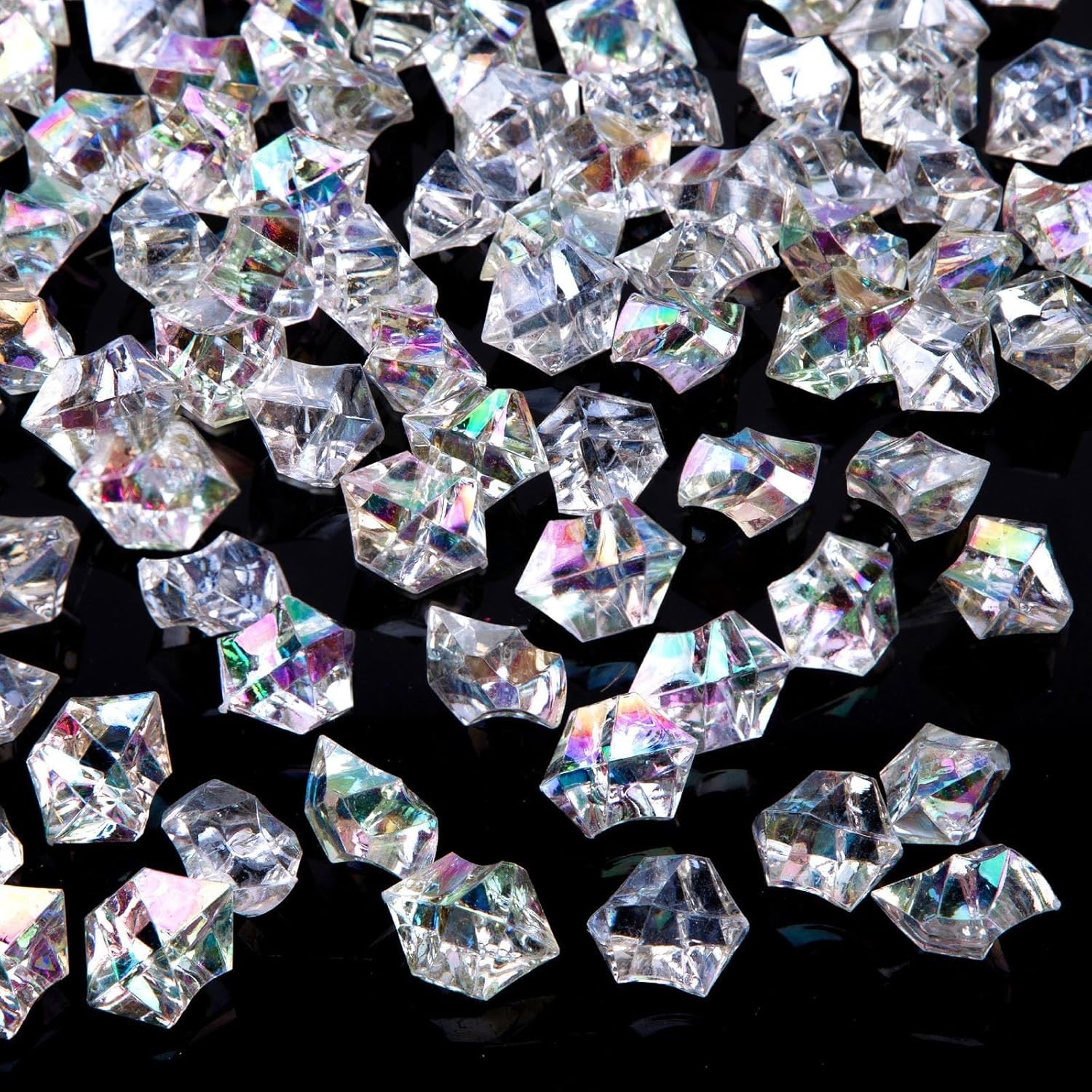 Iridecent Fake Ice, 150PCS Sparkling Vase Fillers Fake Diamonds Clear Gem Sto…