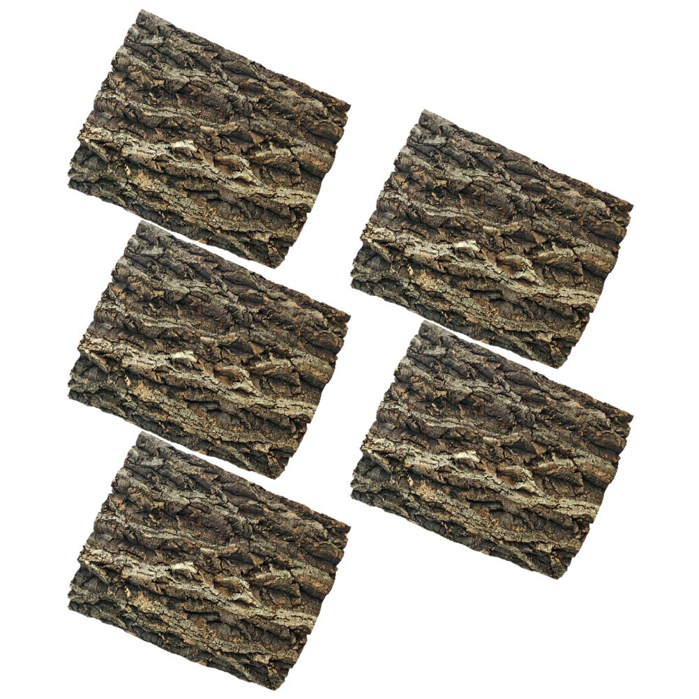 5Pcs Durable Cork Bark Tiles for Reptile Tank Natural Brown Climbing Decor