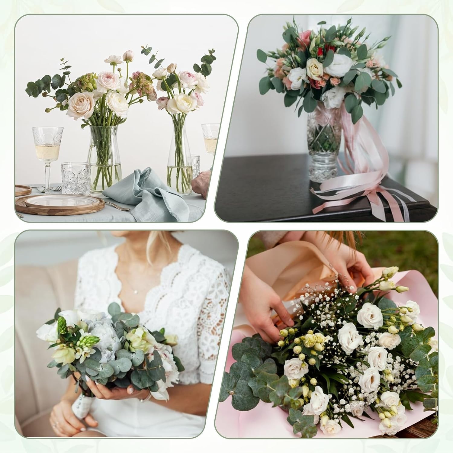 Artificial Eucalyptus Leaves 180 Pcs 3 Kinds 11.81in 10.24in 15in – Floral