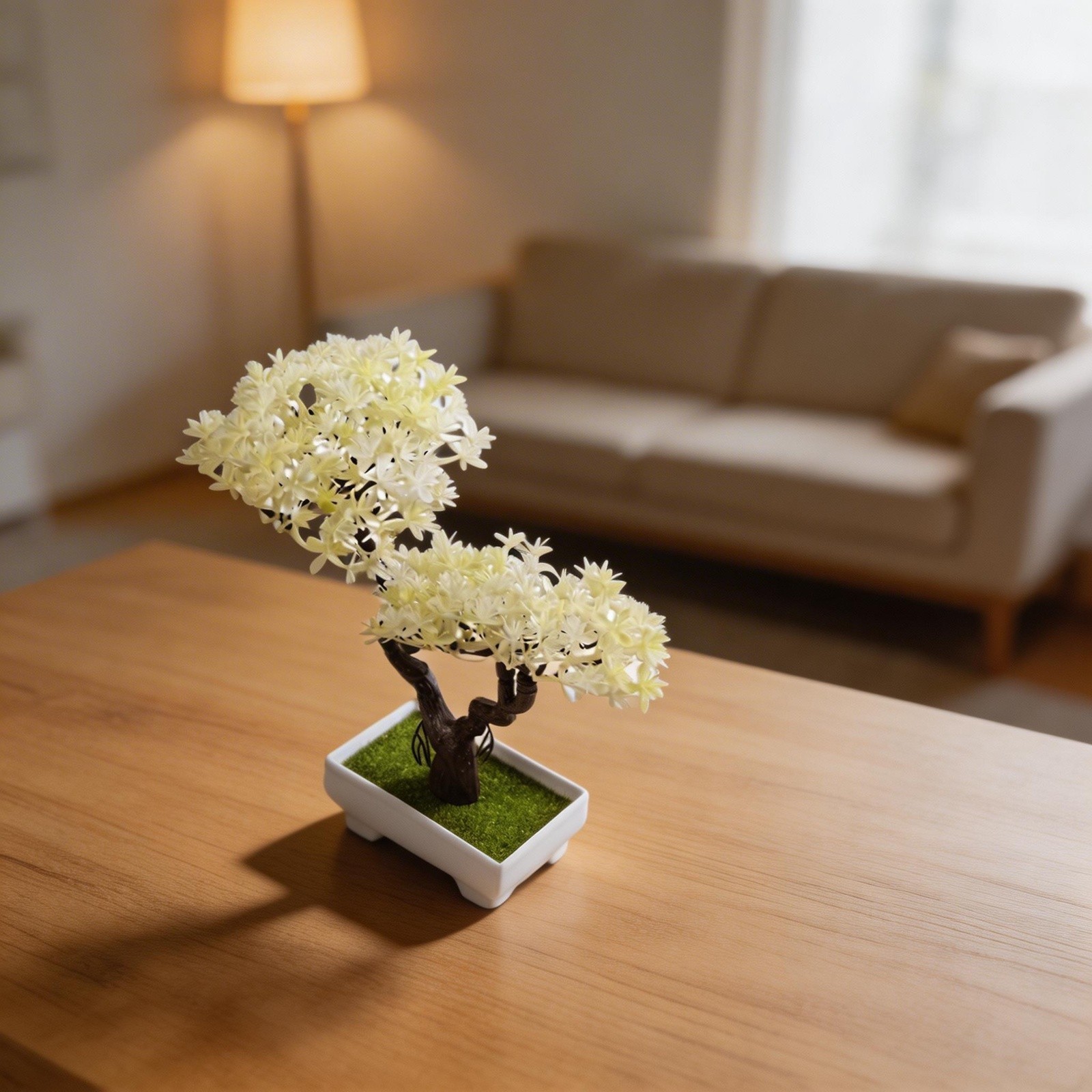 For Desk Decor Artificial Bonsai Faux Tabletop Tree Realistic Look Silk for