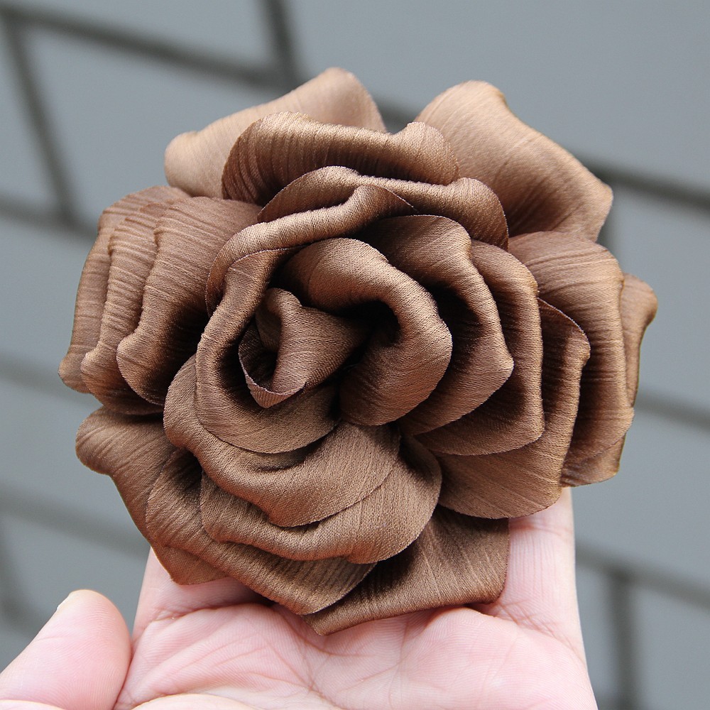 10cm Fashion Handmade Fabric Rose Flower for Women Accessories Wedding Party