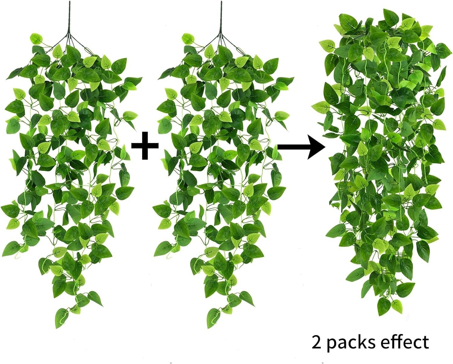 Fake Hanging Plants Garland 3.6ft Artificial Ivy Pothos Vine for Wall Room Decor