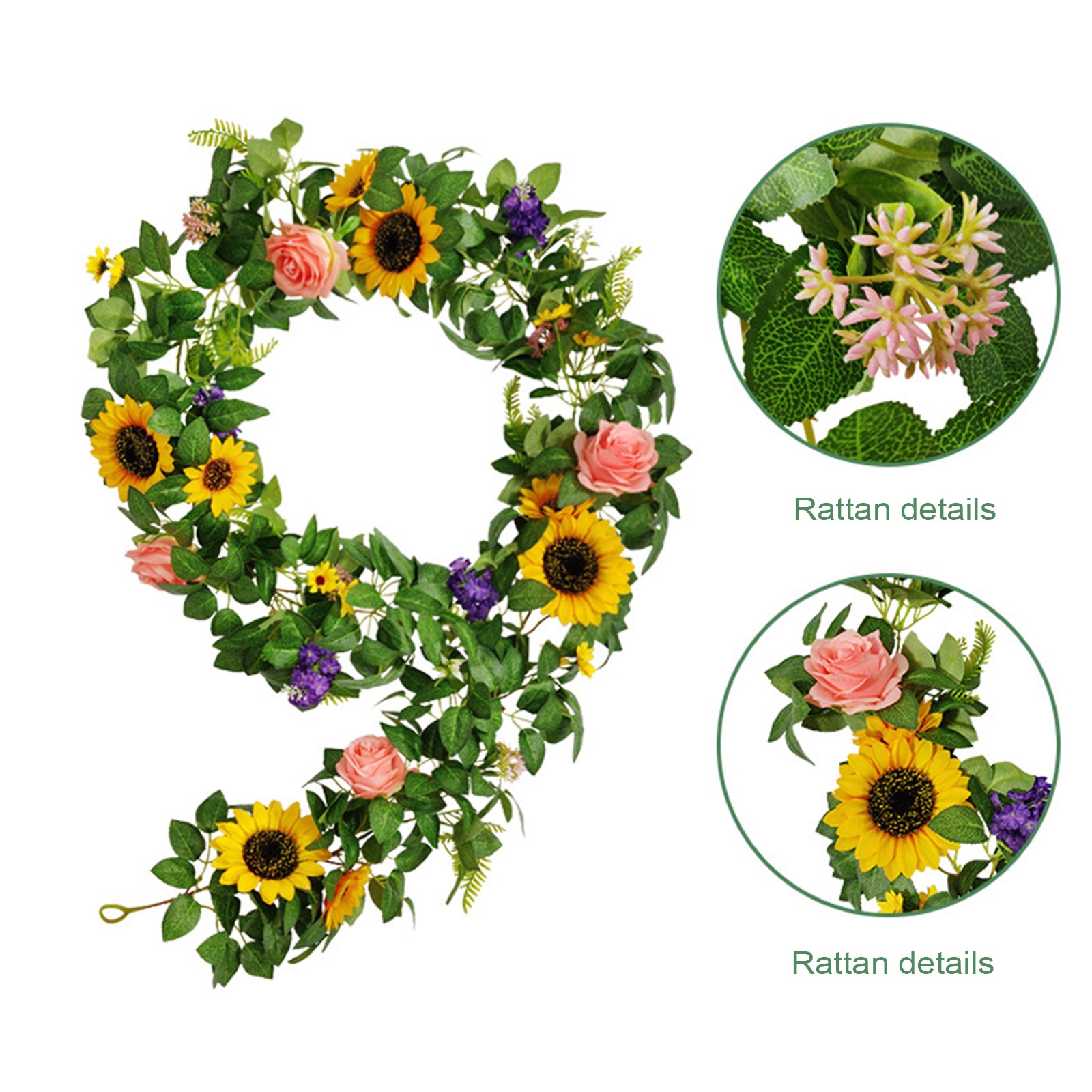 190cm Nordic Style Artificial Sunflower Vine Wedding Home Decor