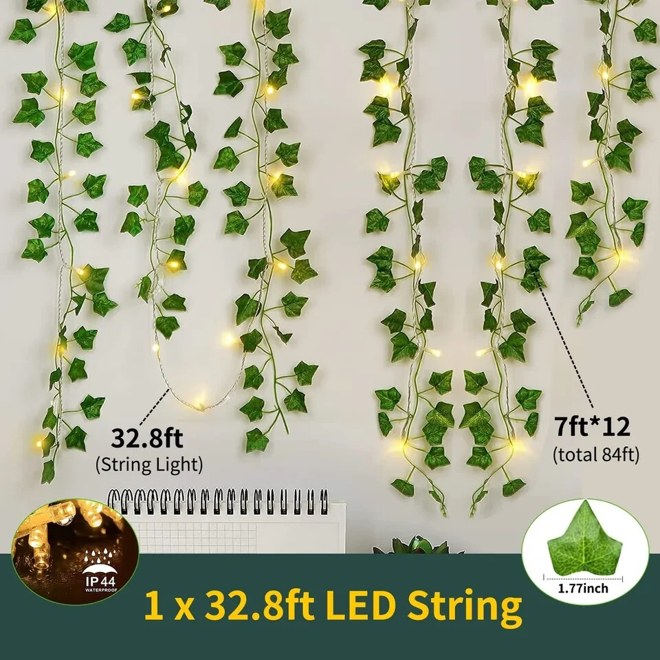 KASZOO 84Ft 12 Pack Artificial Ivy Garland Fake Plants, Vine Hanging Garland