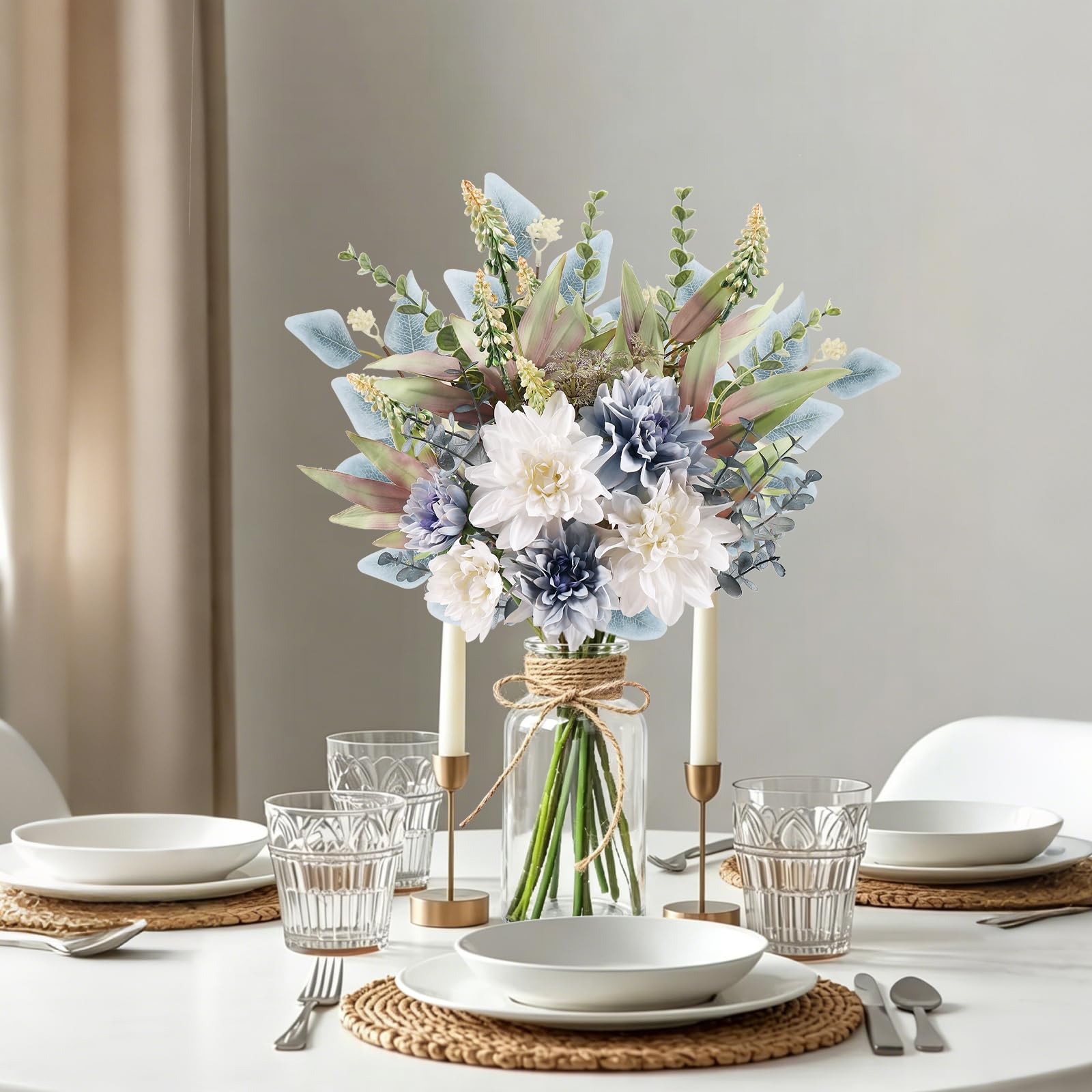 Fake Flowers in Vase Artificial Flowers Coffee Table Decor, Faux Flowers in V…