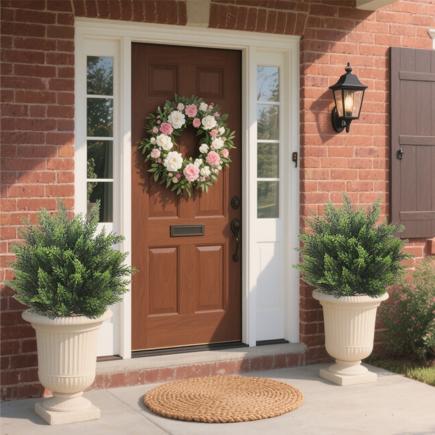 Artificial Cedar Topiary Tree, 2pack Indoor Outdoor home Decor,Easy installation