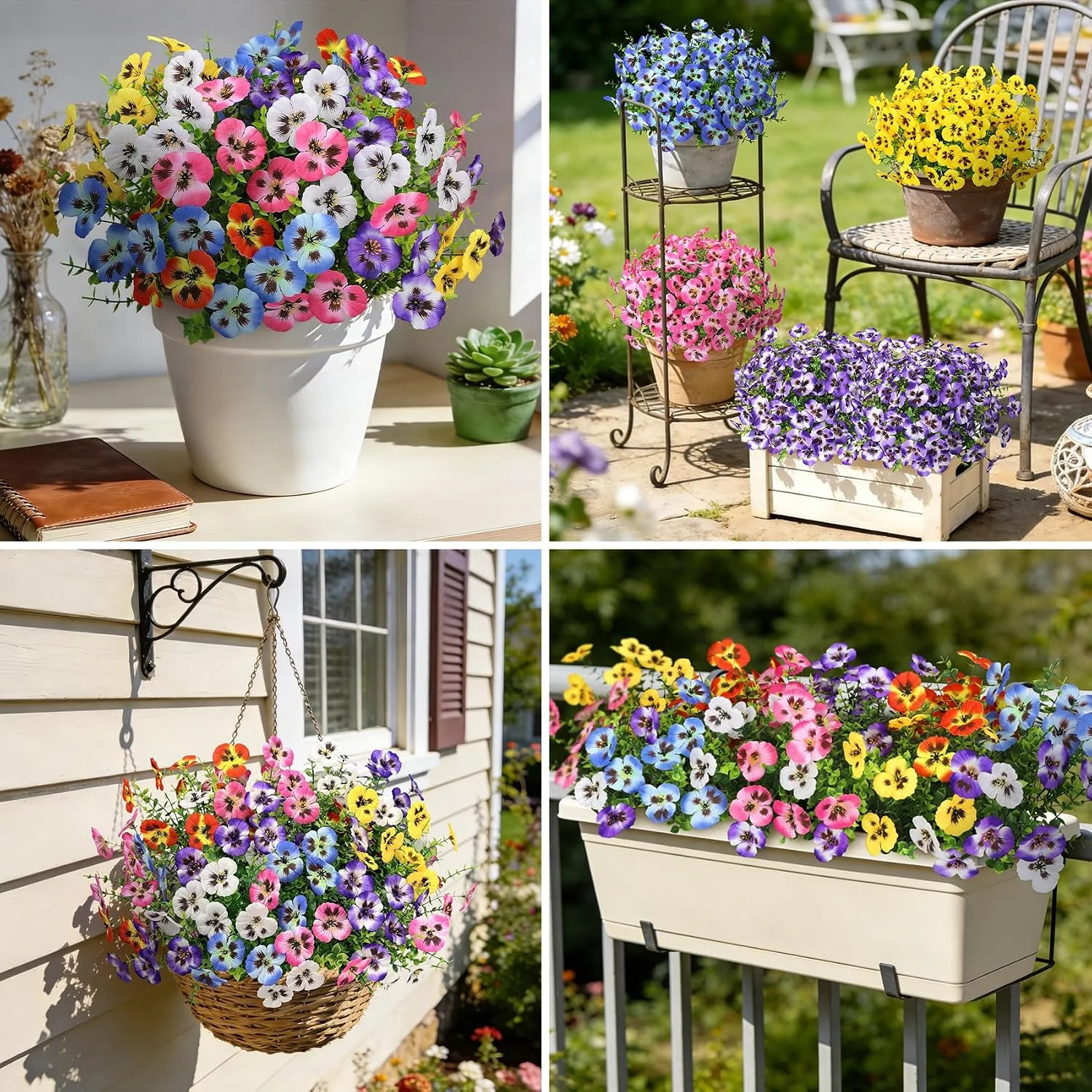 Ouddy Decor 20 Bundles Artificial Pansy Flowers for Outdoors, Mixedcolor | Fake
