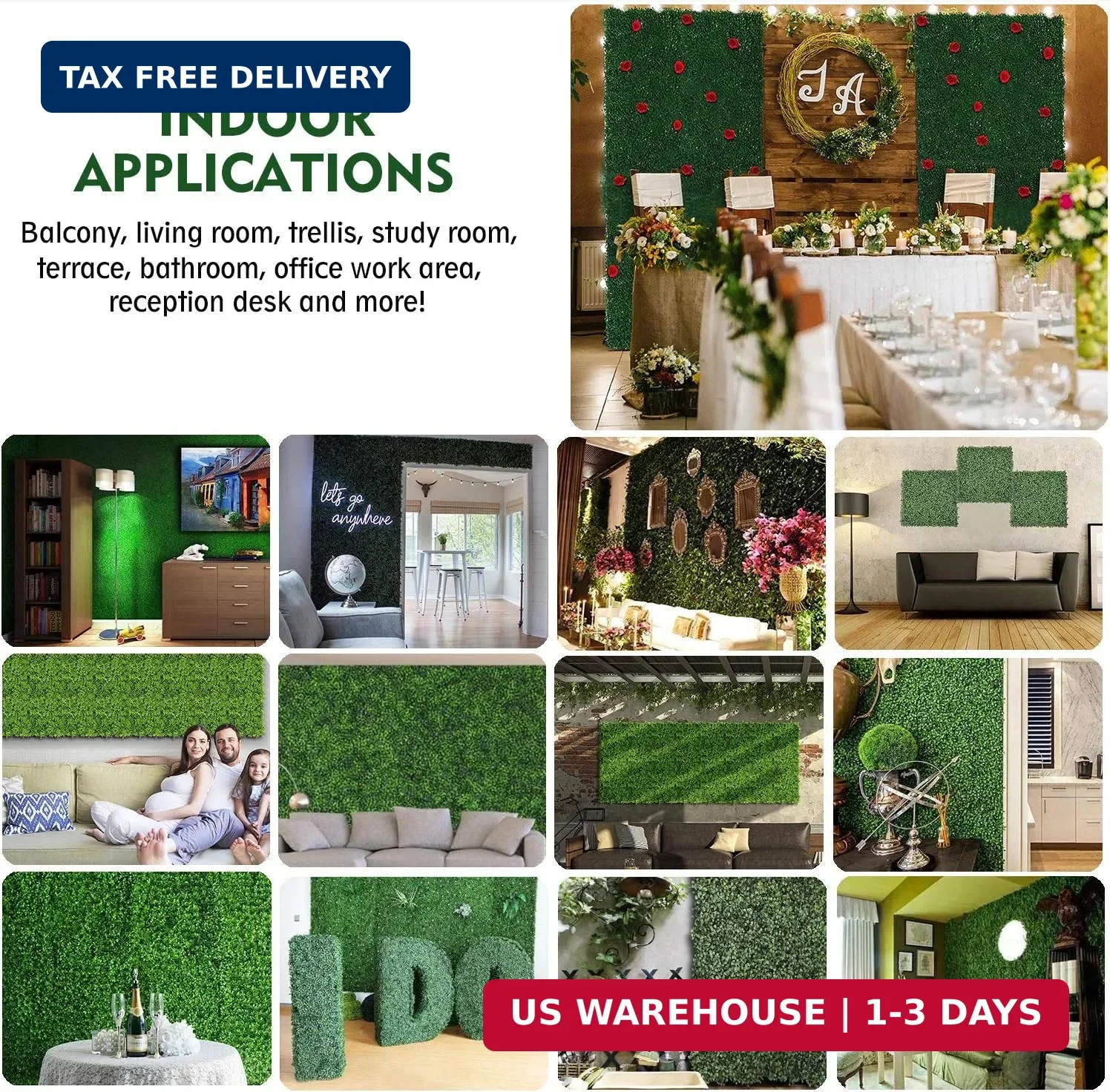 6PCS 20″x20″ Artificial Boxwood Panels Topiary Hedge Plant UV Protected Faux Gra