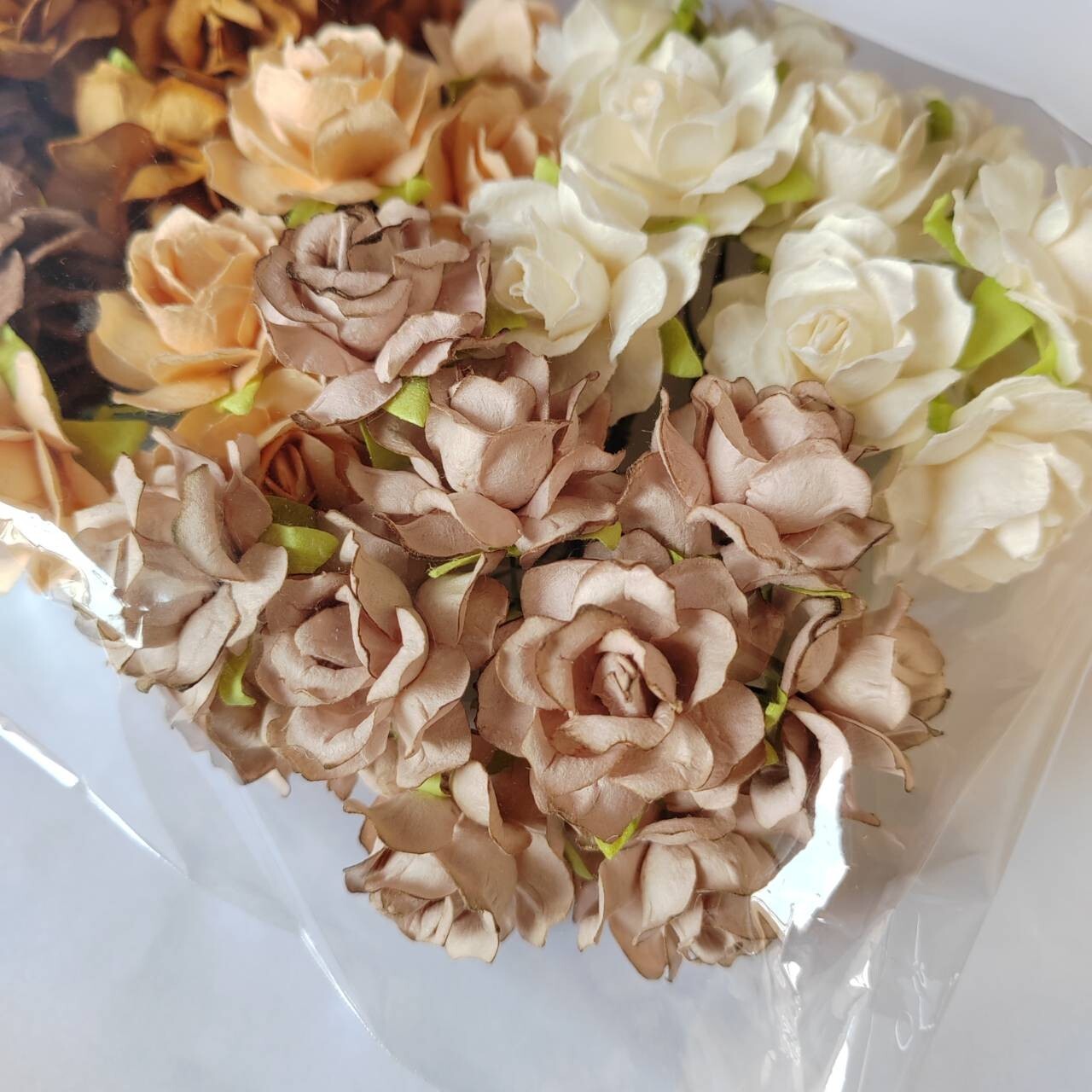 50 Mix Brown Tone Artificial Flowers Rose Flower Paper Flower size 30-35 mm
