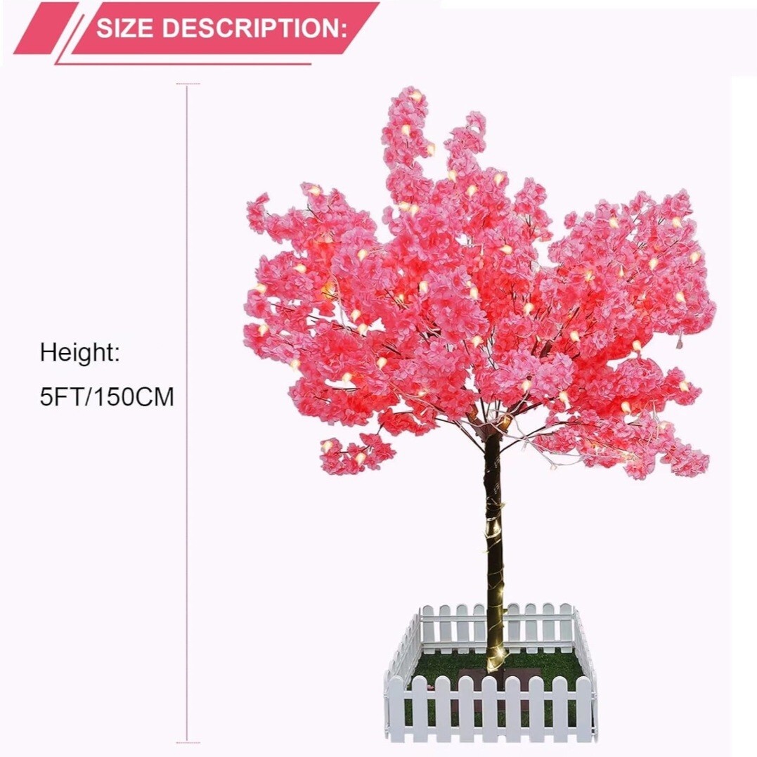 Artificial Cherry Blossom Tree – Handmade Pink Fake Cherry Blossom Tree 5 FT