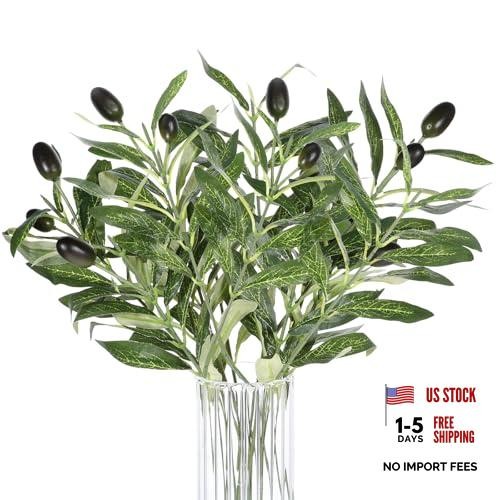 JJUNW 5 Pcs Artificial Plants Olive Tree Branches, 11 Inch Faux Olive Tree 2