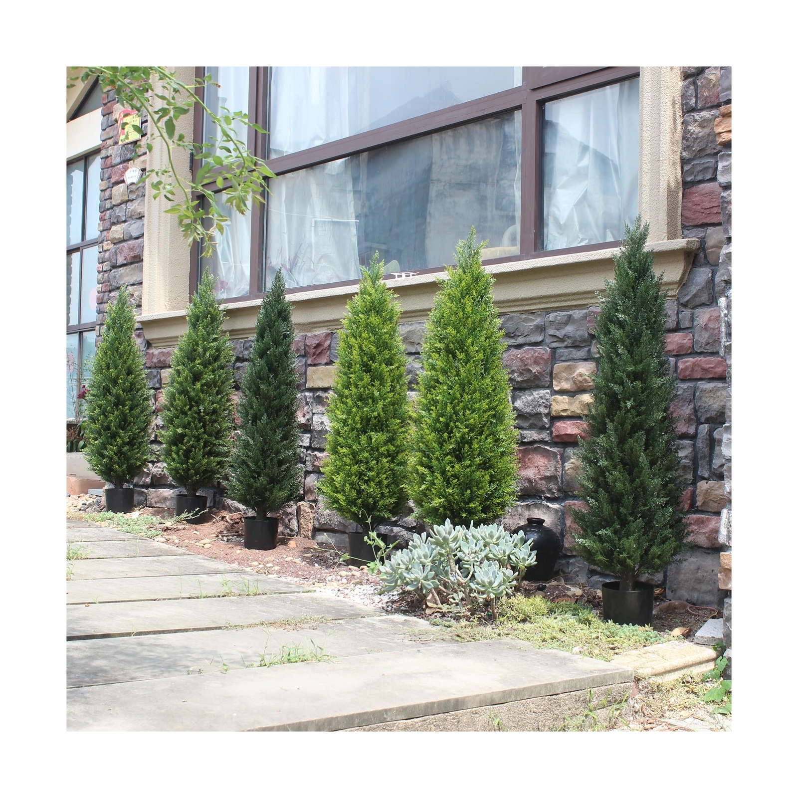 ECOLVANT 4ft Artificial Cedar Tree, UV Resistant, Plastic Material, Green Col…
