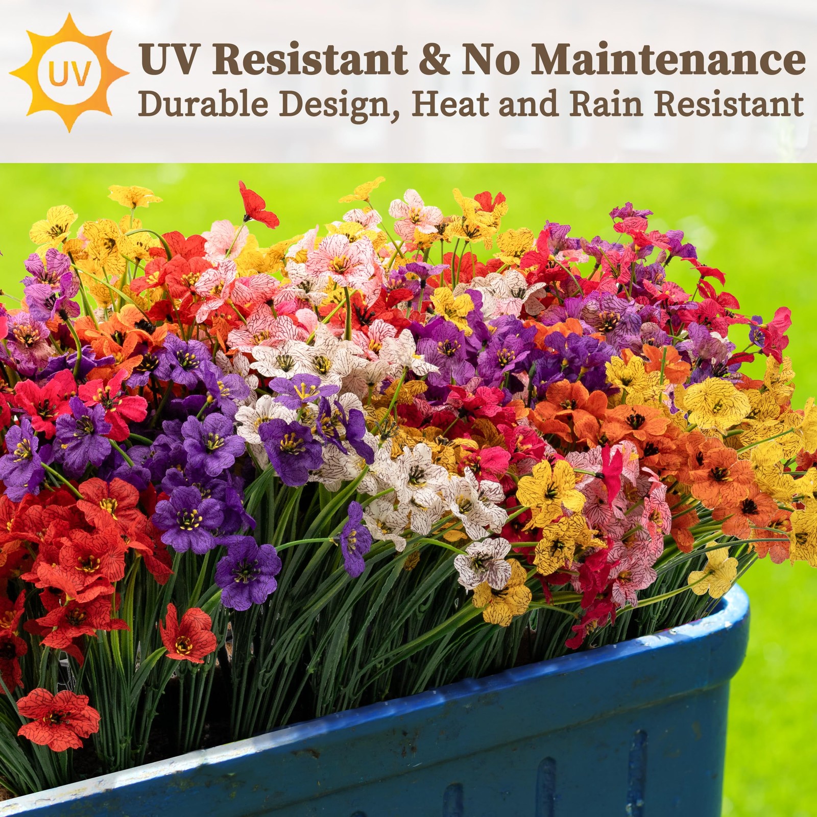 24 Bundles Artificial Flowers for Outdoors/Indoors, Fake Flowers Plants for I…