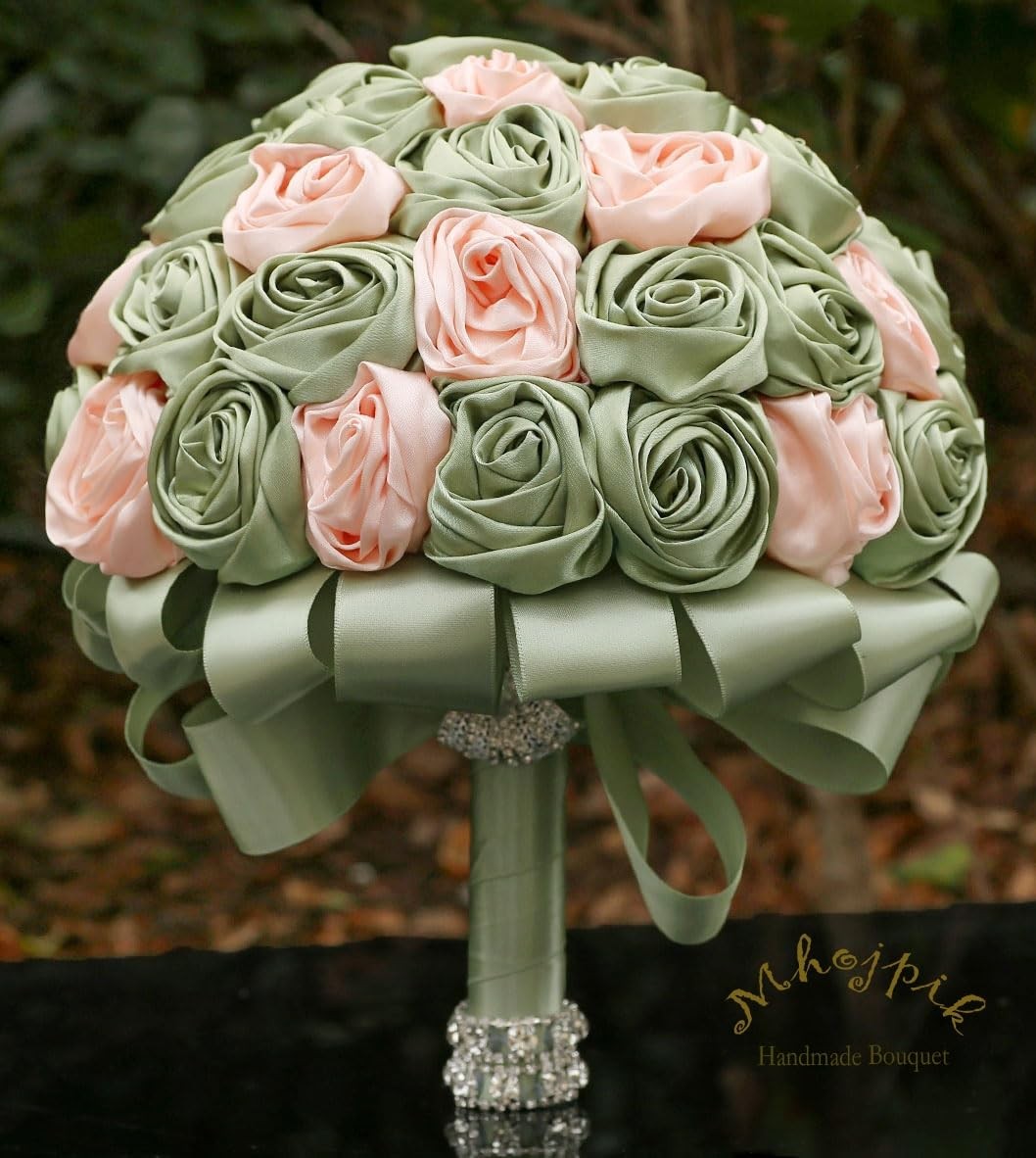 Mhojpik Handmade Wedding Flowers Bouquet Round Holding Bridal Bouquet Toss Ar…