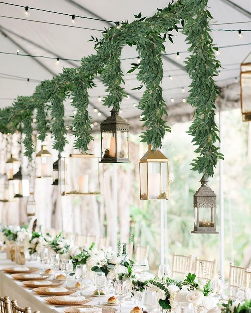 Artificial Willow Leaves Vine Twigs 2Pcs 6Ft Fake Hanging Plant Silk Willows