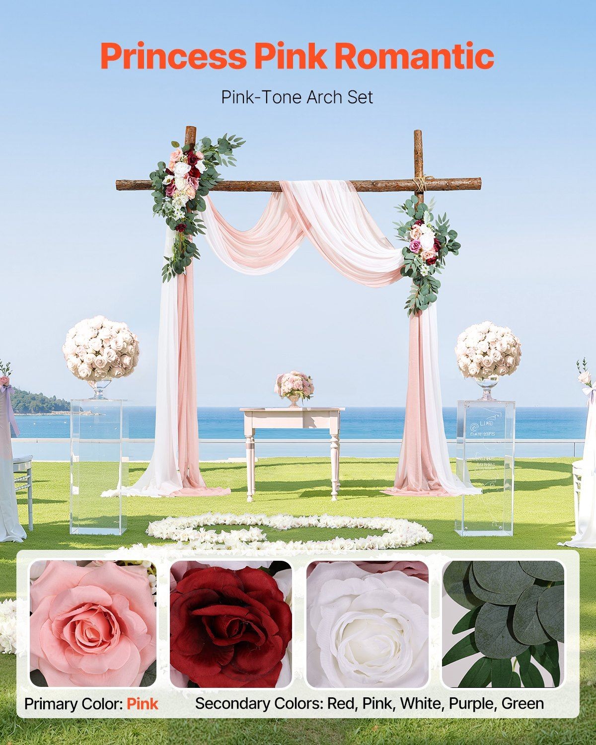 Vintage Gold Trimmed Drape Kit with Artificial Wedding Flowers