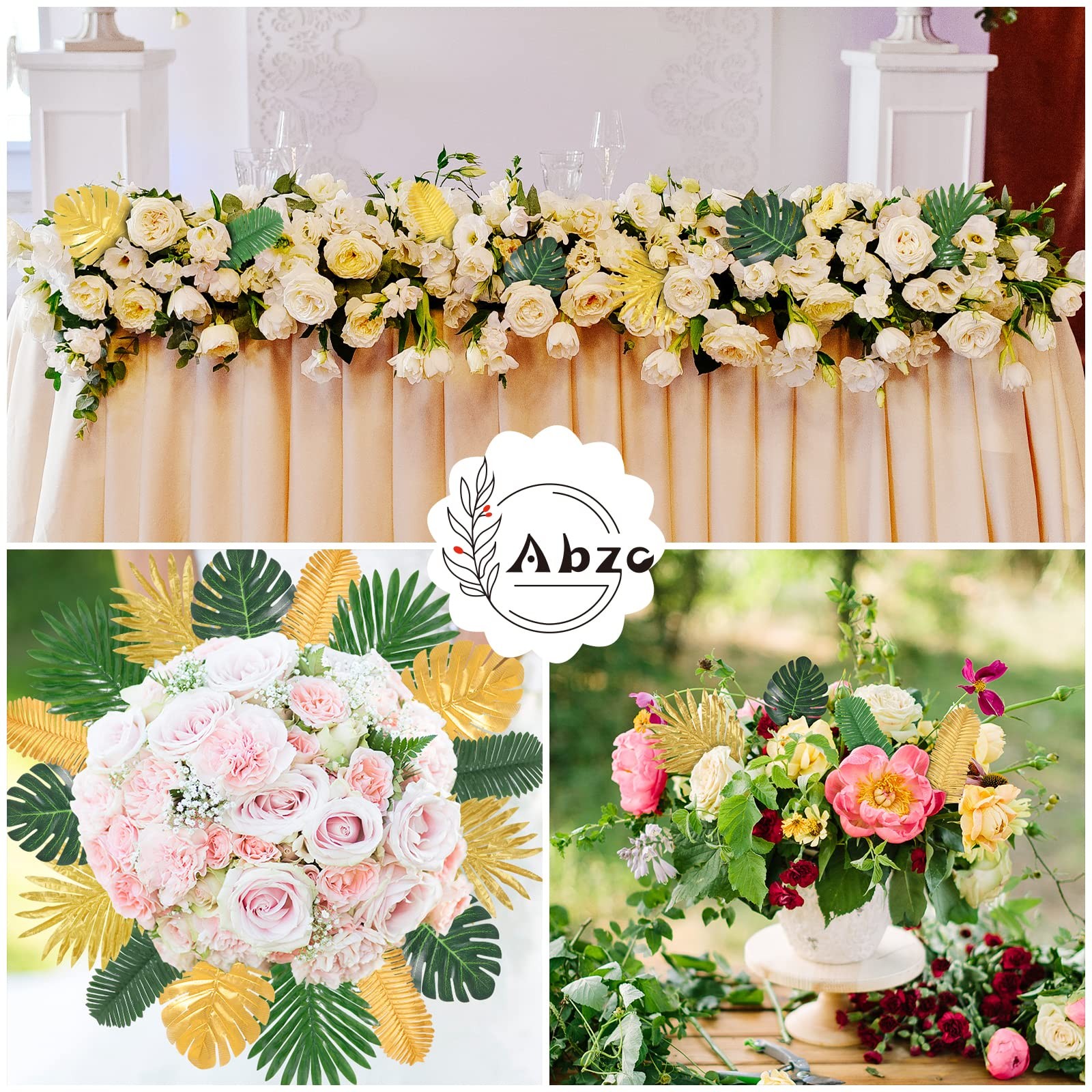 77 Pieces 9 Kinds Artificial Palm Leaves for Tropical Party Decorations Golde…