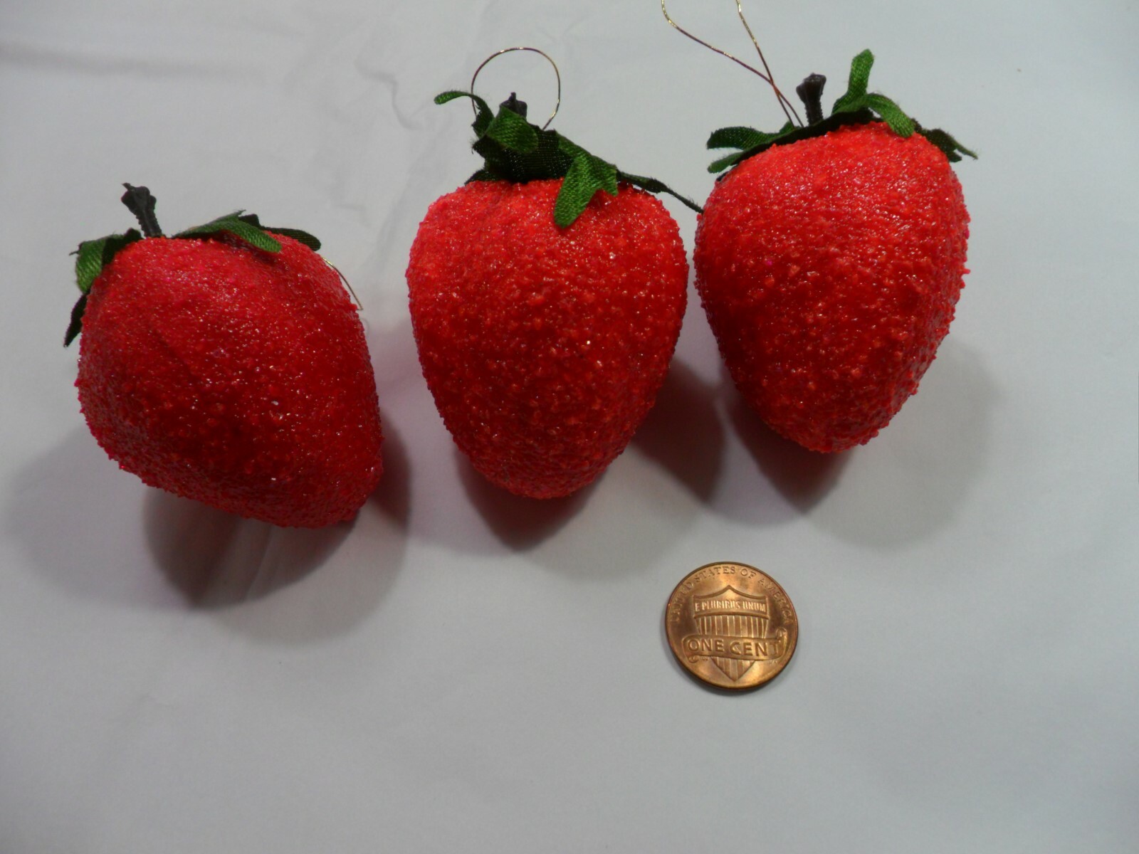 Vintage 3 Large Faux Strawberries