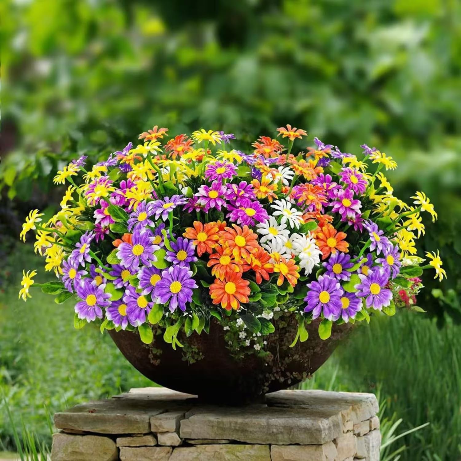 10 Bunches Outdoor/Indoor Artificial Flowers,Plastic Flower,Daisy Imitation F…