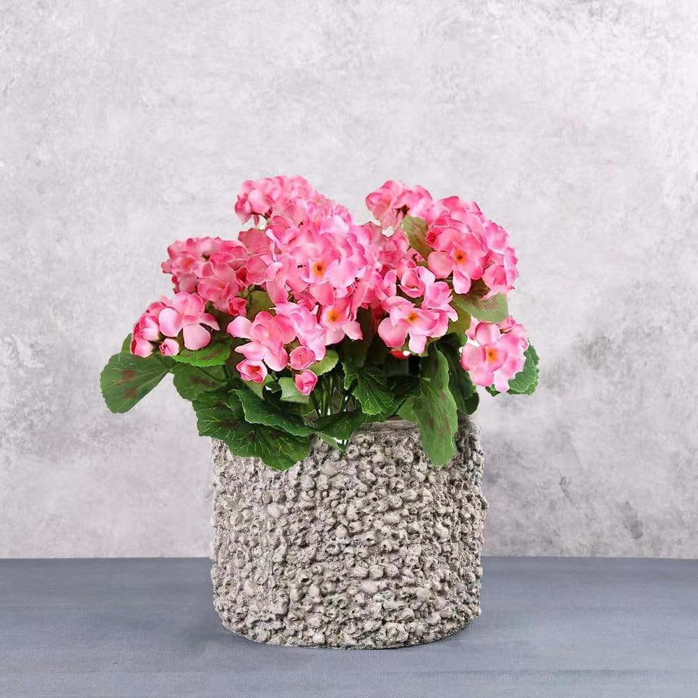 Artificial Pink Geraniums Outdoor Silk Flowers Artificial Geranium Bush Faux Flo