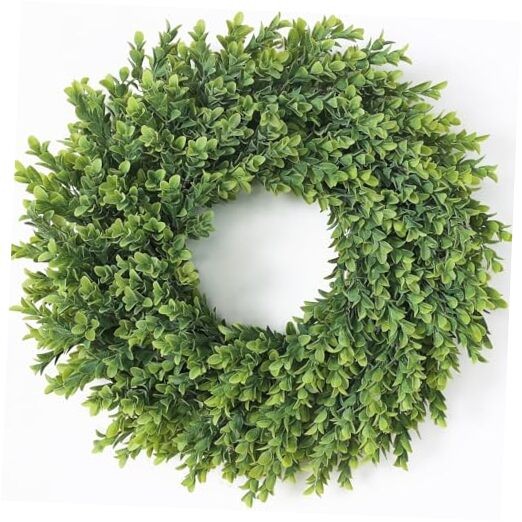 26″ Artificial Boxwood Wreath for Front Door – Large Faux Plant Fake Greenery