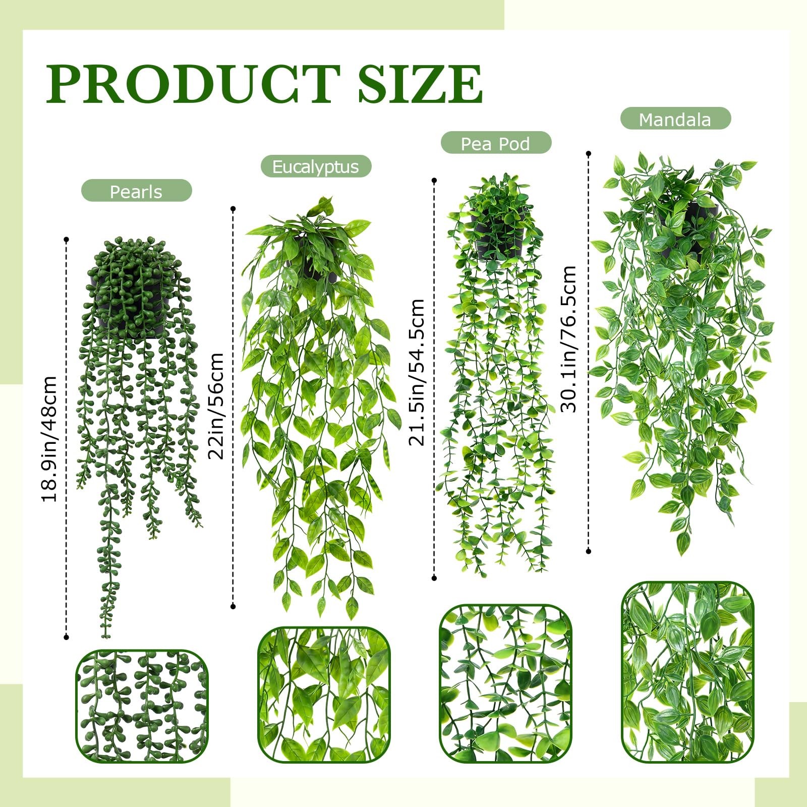 XunYee 12 Pack Fake Plants Set 4 Artificial Hanging Plants 4 Artificial Green…