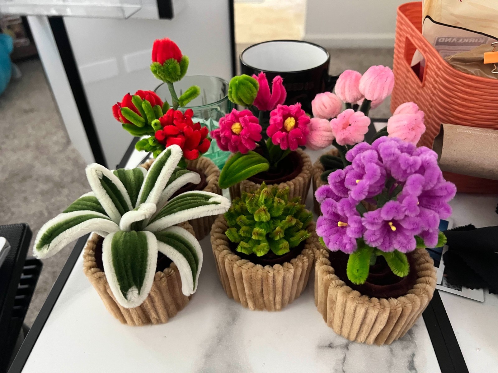 Fuzzy Wire Flower in a Pot, Pipe Cleaner Flower a flower of your choice