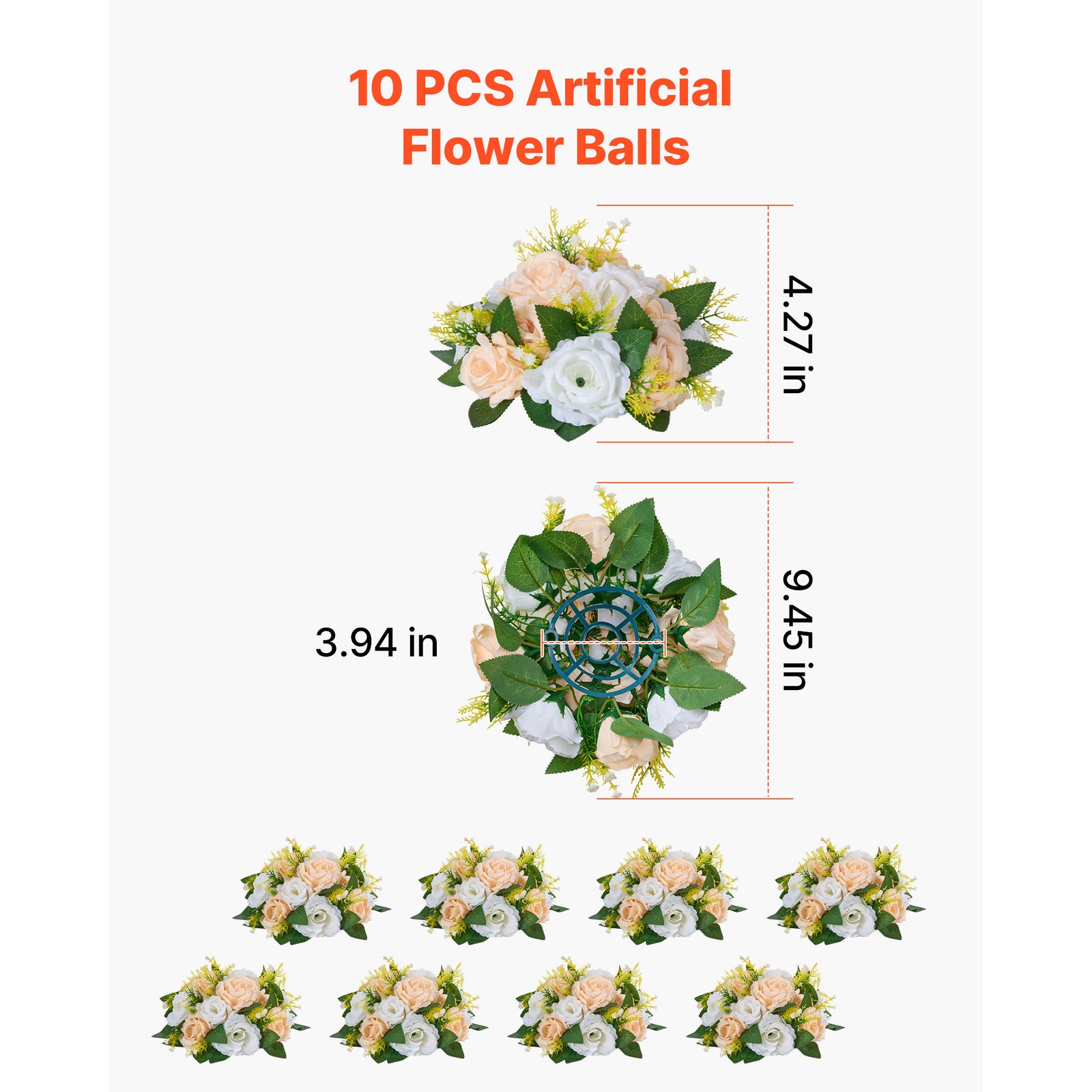 Uimoso Artificial Flower Balls Wedding Centerpieces Champagne Color Set of 10