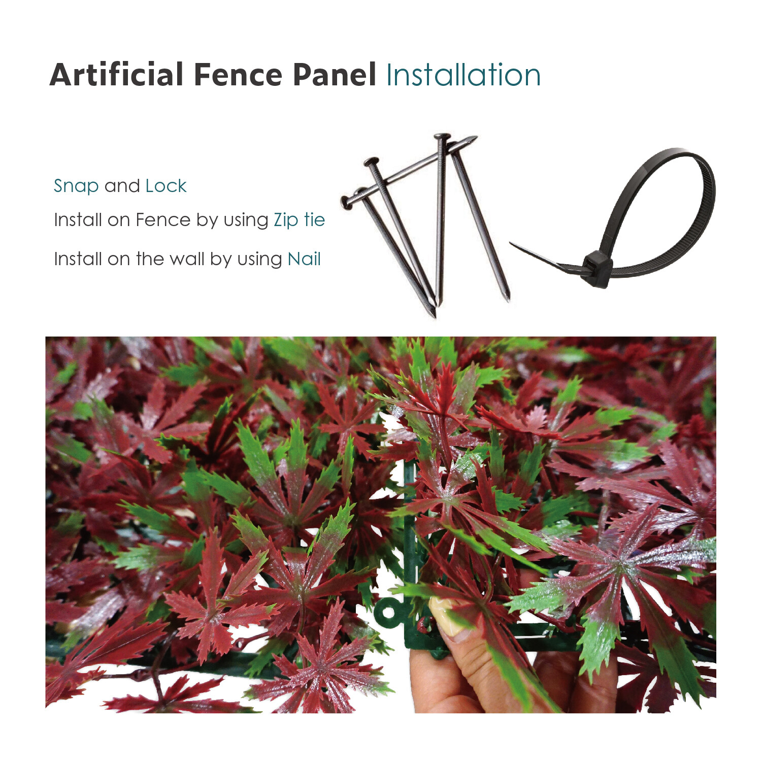20″x20″ Artificial Red Maple Mat Faux Fence Panel Wall Decor Ficus Plant Hedge