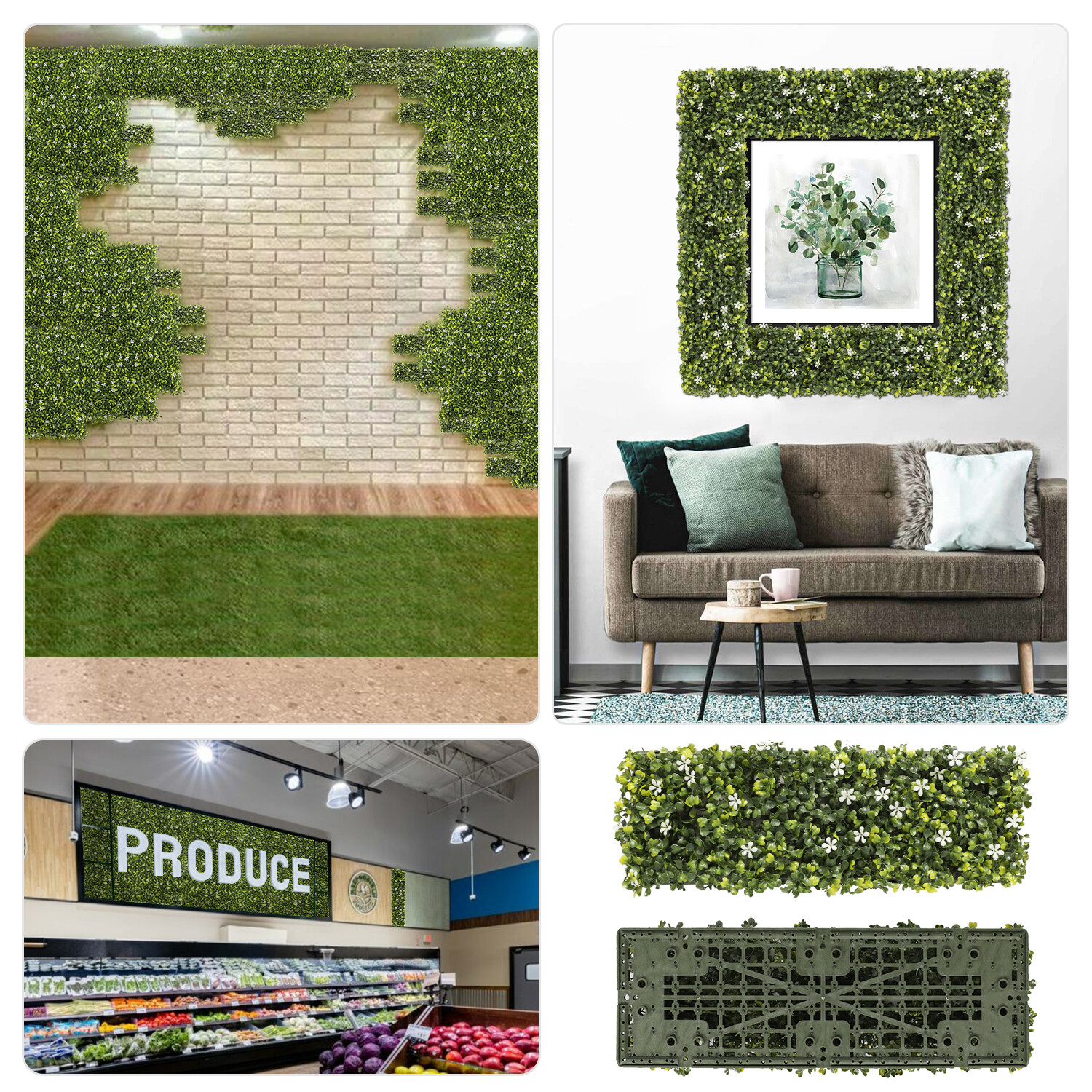 18″x6″ Artificial Ivy Mats Wall Hedge With Hard Panel for Indoor Outdoor Decor