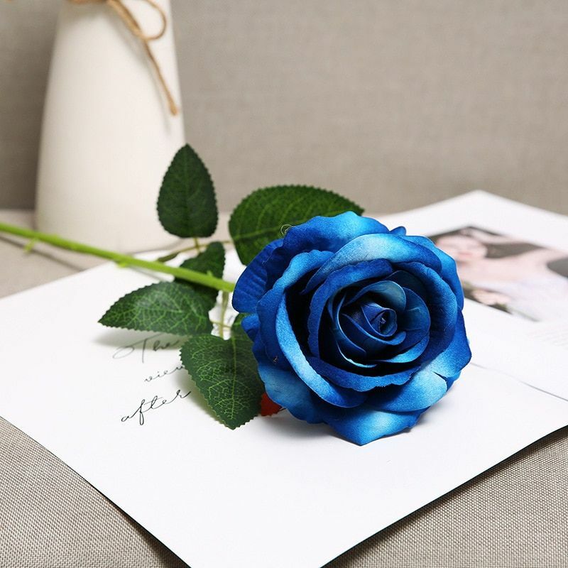 1/2/3/4/5pcs Flocking Silk Artificial Rose Flower Bouquet Wedding And Home Decor