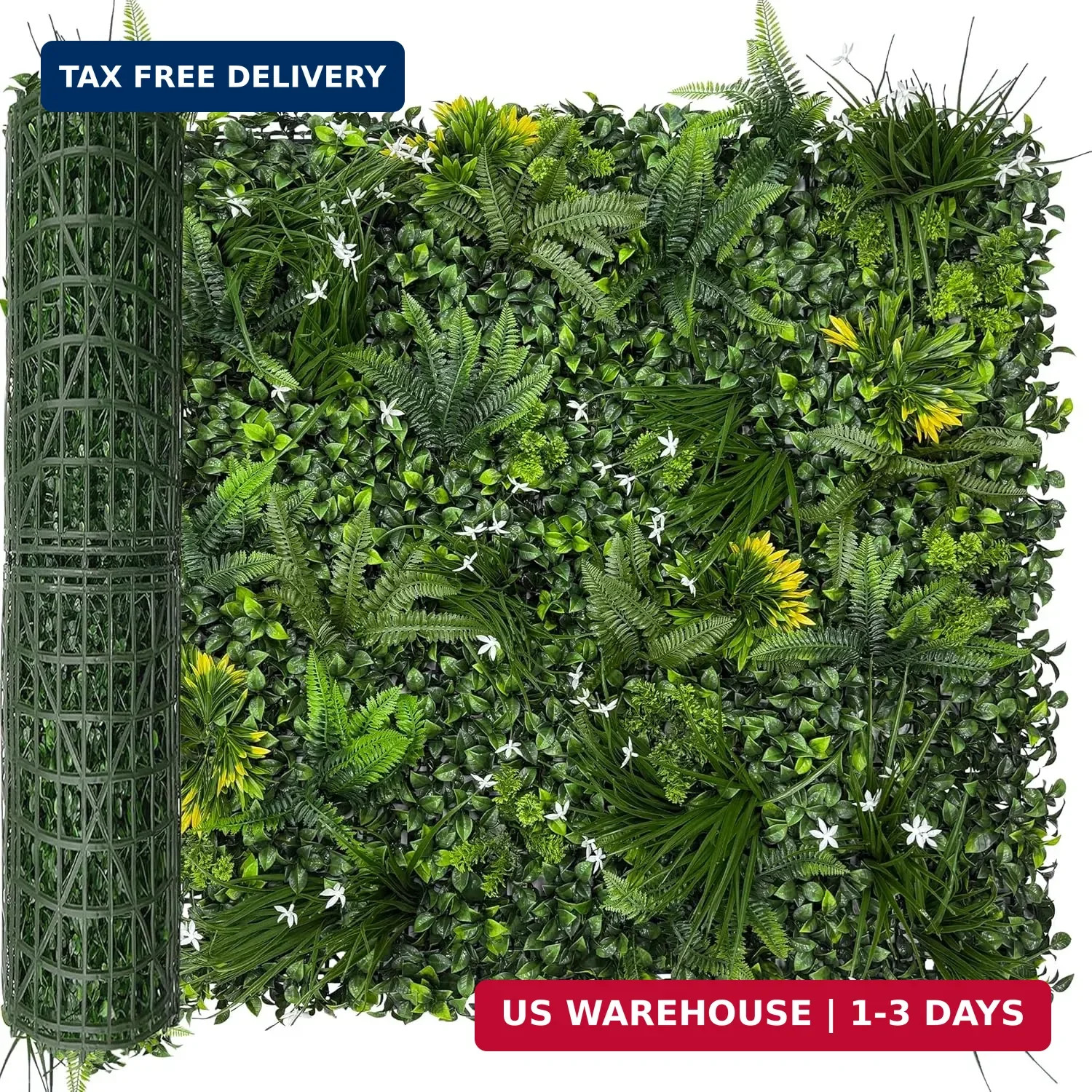Artificial Grass Wall Boxwood Panel Roll: 40″x120″ UV Resistant | Faux Green Lea